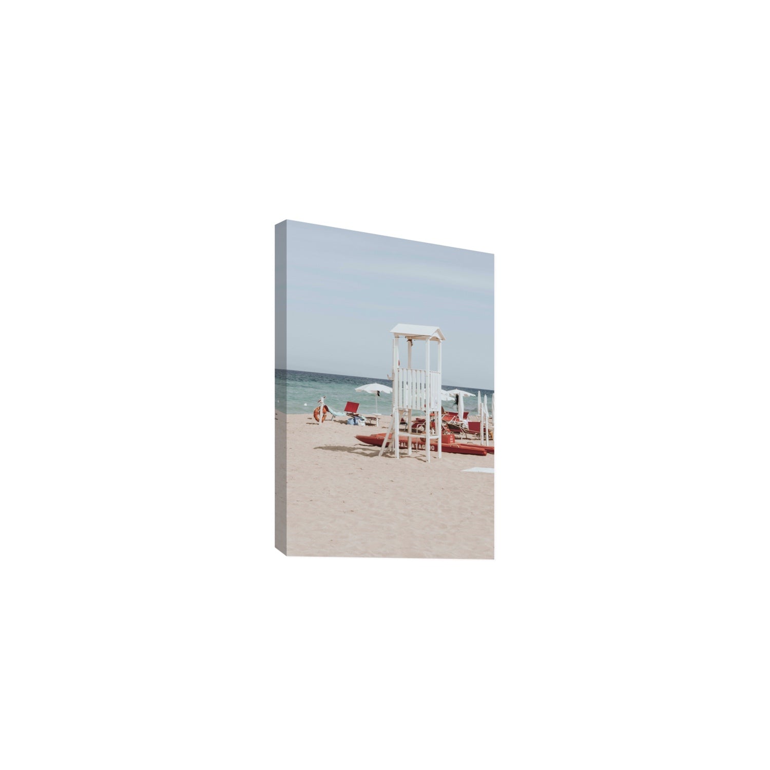 Barefoot Bliss Puglia beach Italian coastal decor wall art Medium stretched canvas print