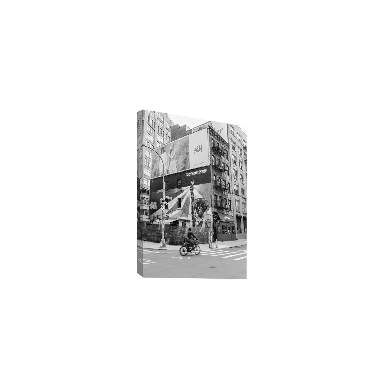Shadows Of Liberty New York NYC Black & White wall art Medium stretched canvas print