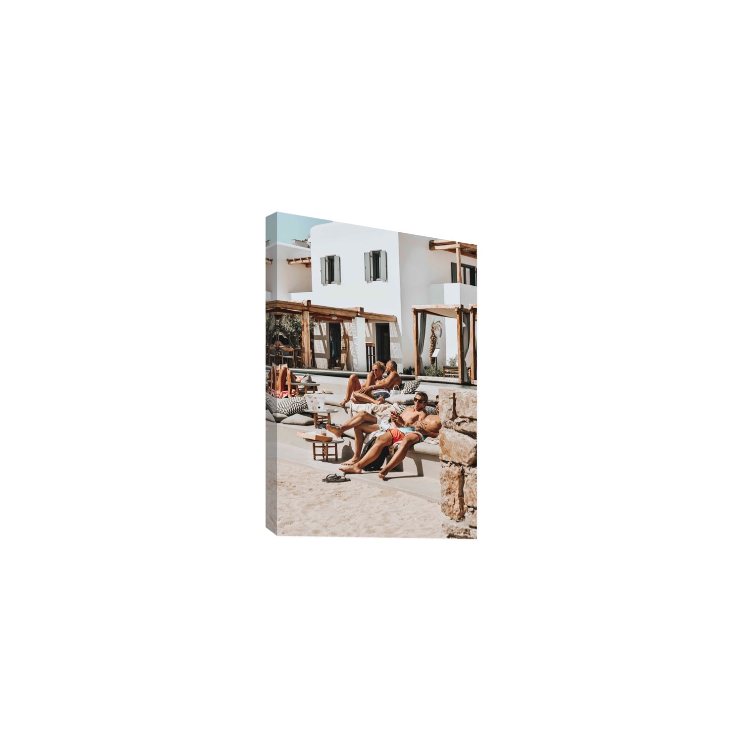 Style That Sizzles Mykonos Greek island wall art Medium stretched canvas print
