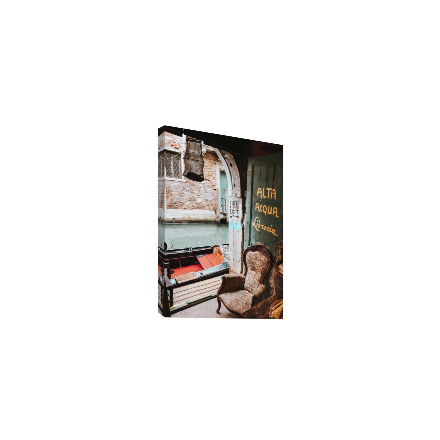 Alta Acqua Venice Bookstore wall art Medium stretched canvas print