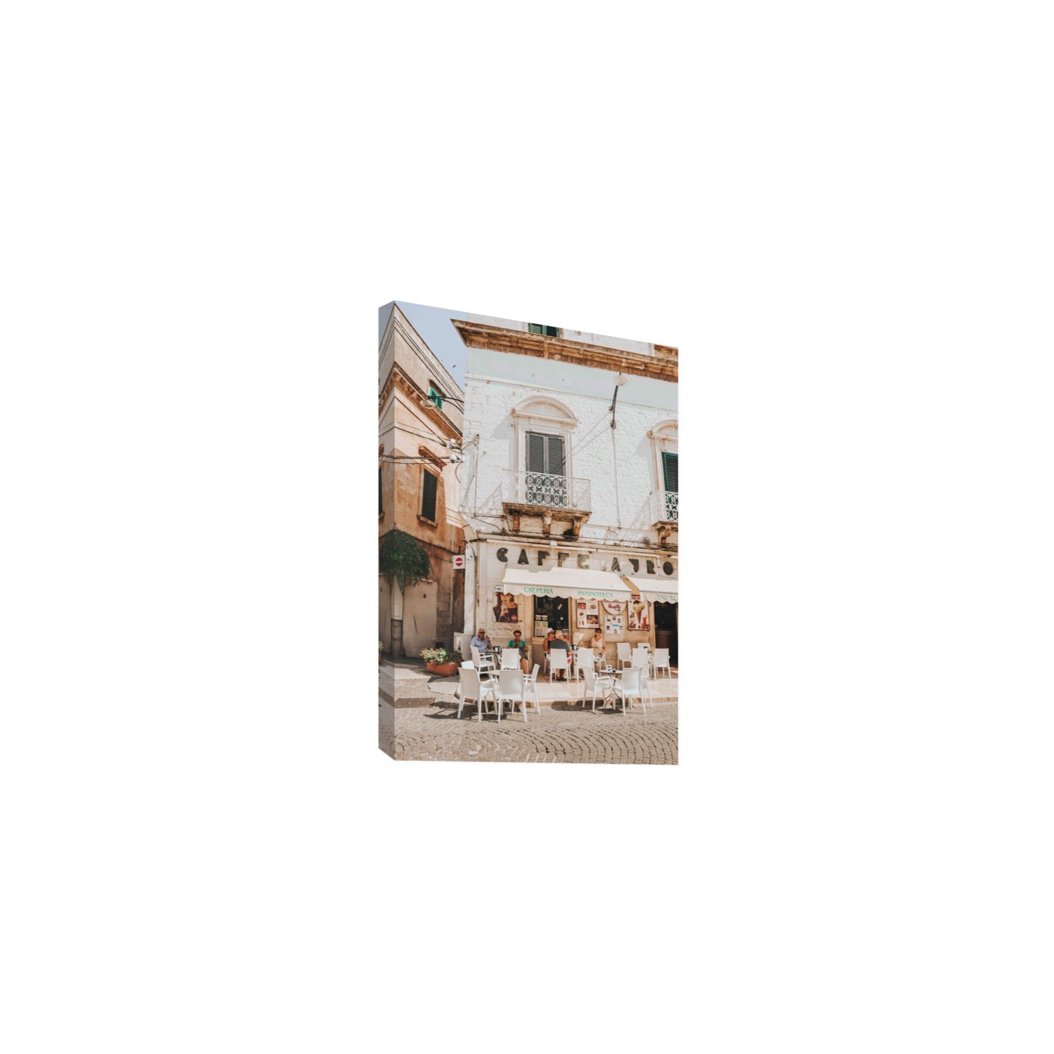 Cafe Ostuni Puglia Café Ostuni Italian wall art Medium stretched canvas print