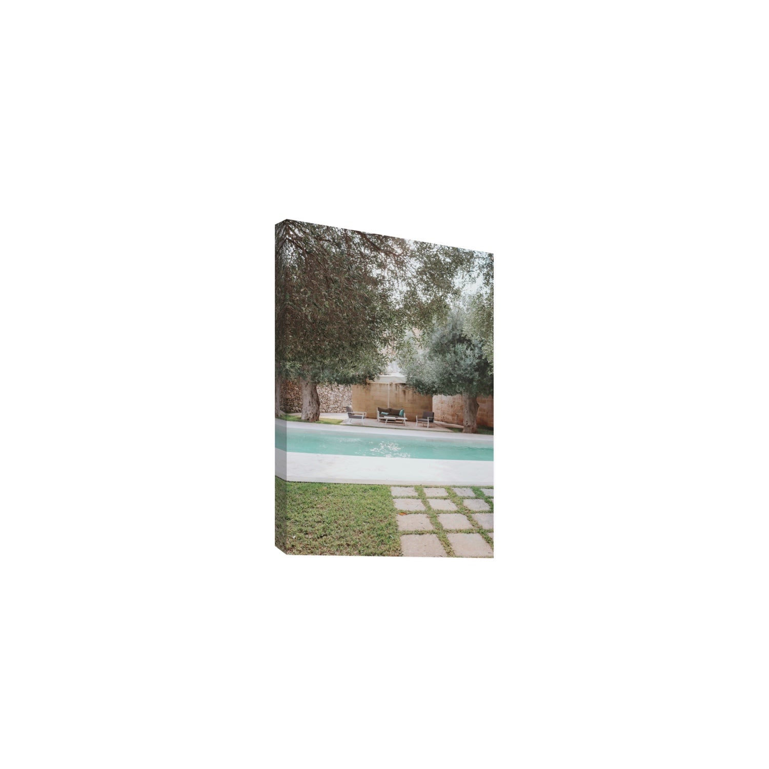 Idyllic Escape Puglia Mediterranean wall art Medium stretched canvas print