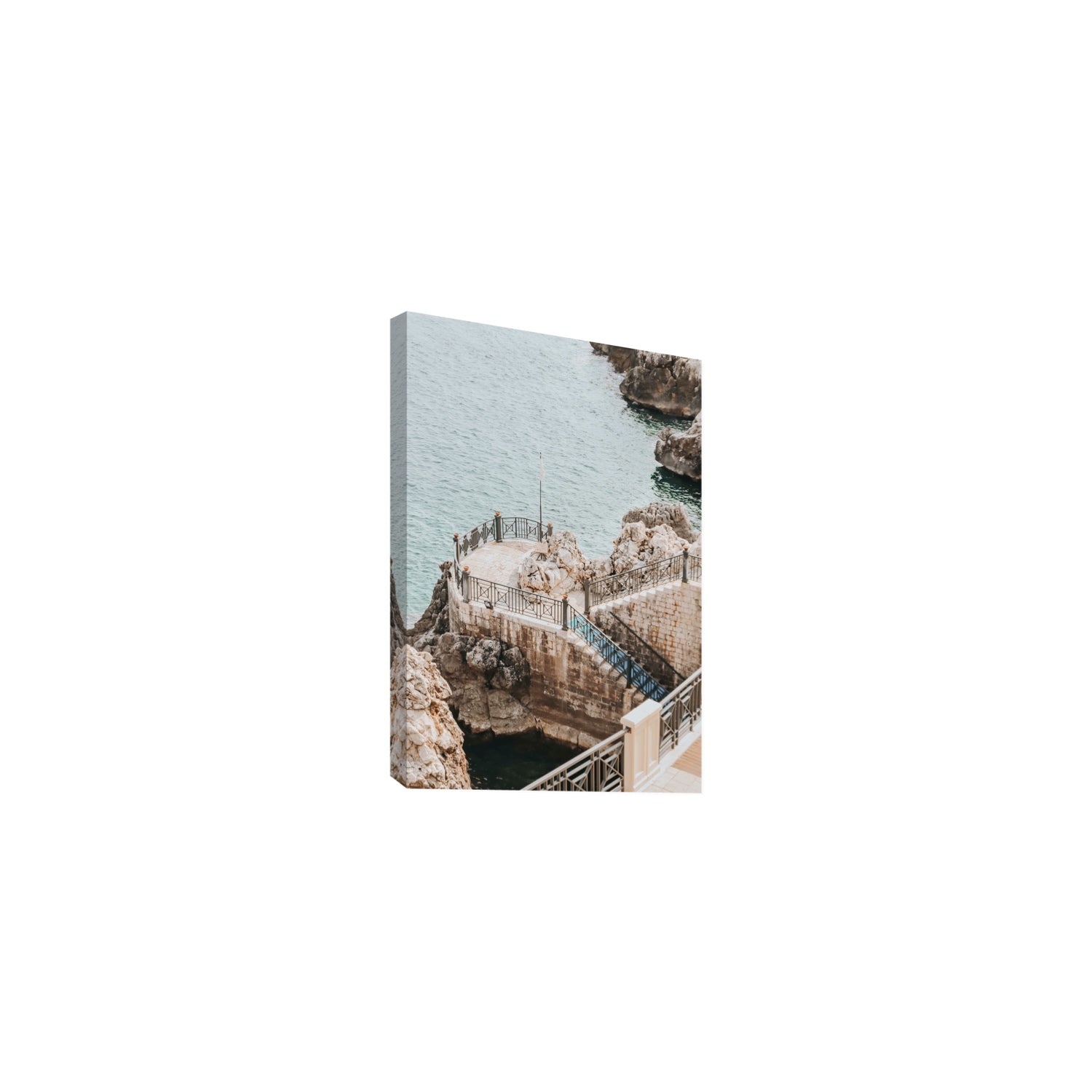 Tidal Staircase Puglia coastal Italian wall art Medium stretched canvas print