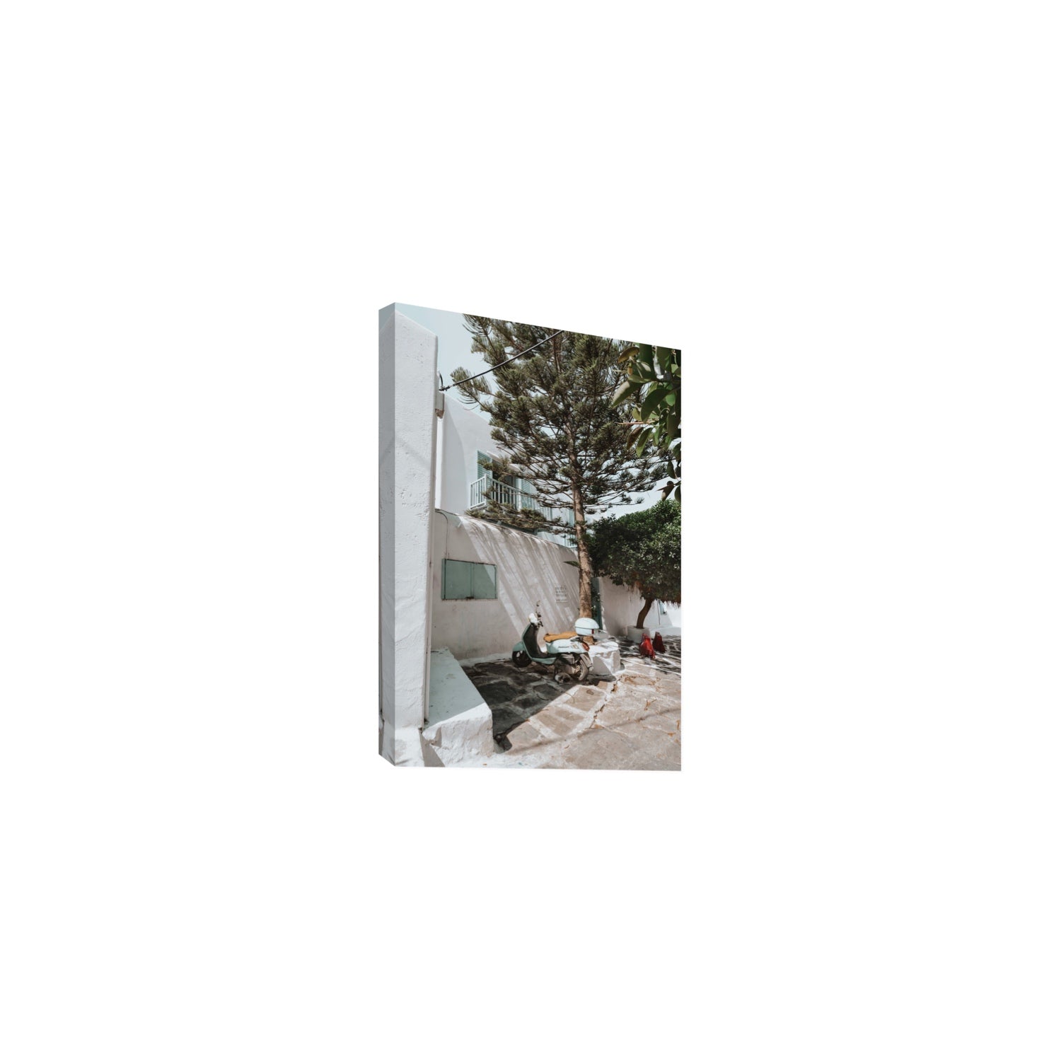 The Getaway Mykonos Mediterranean Greek island art print Medium stretched canvas print
