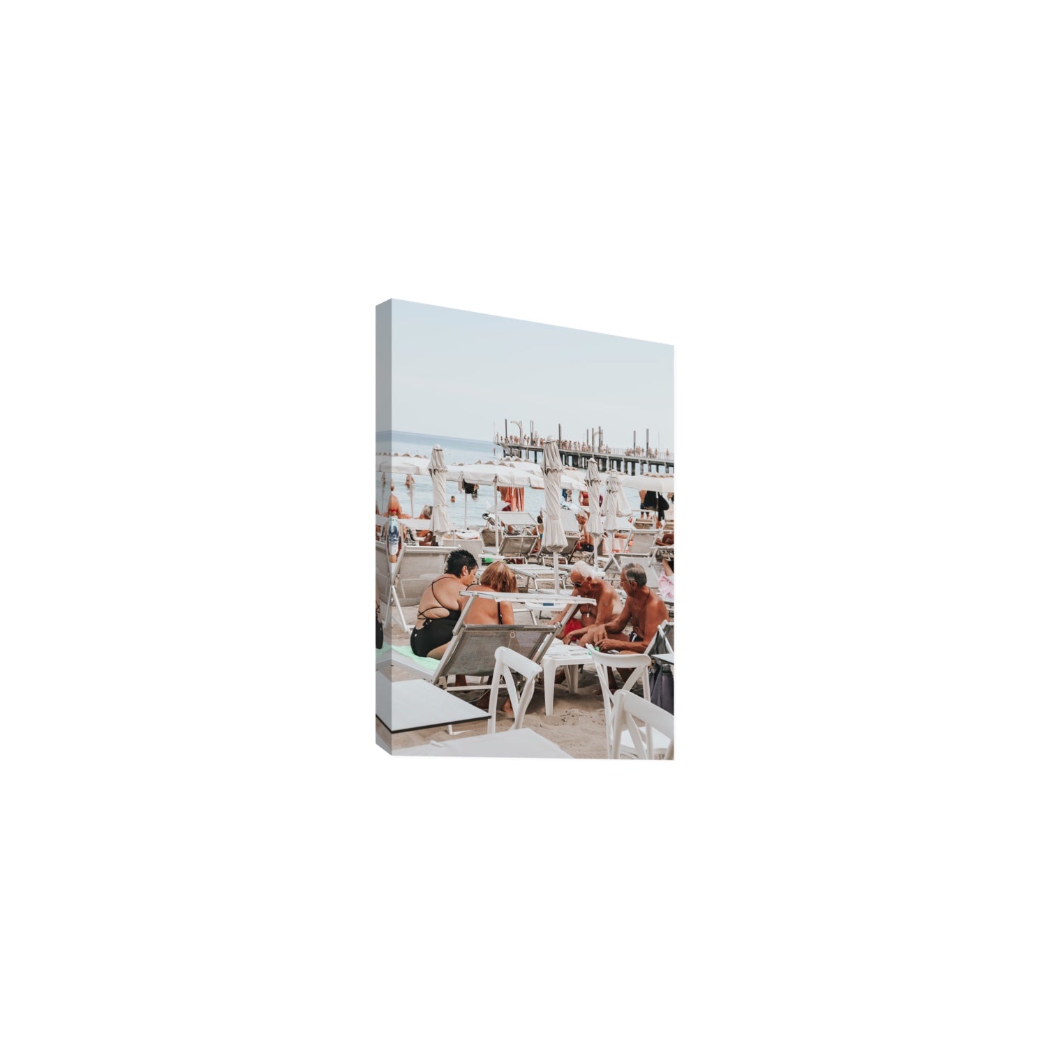 Salted Shuffle fine art print, Alassio, Italy, people and locals artwork, Medium, Stretched Canvas