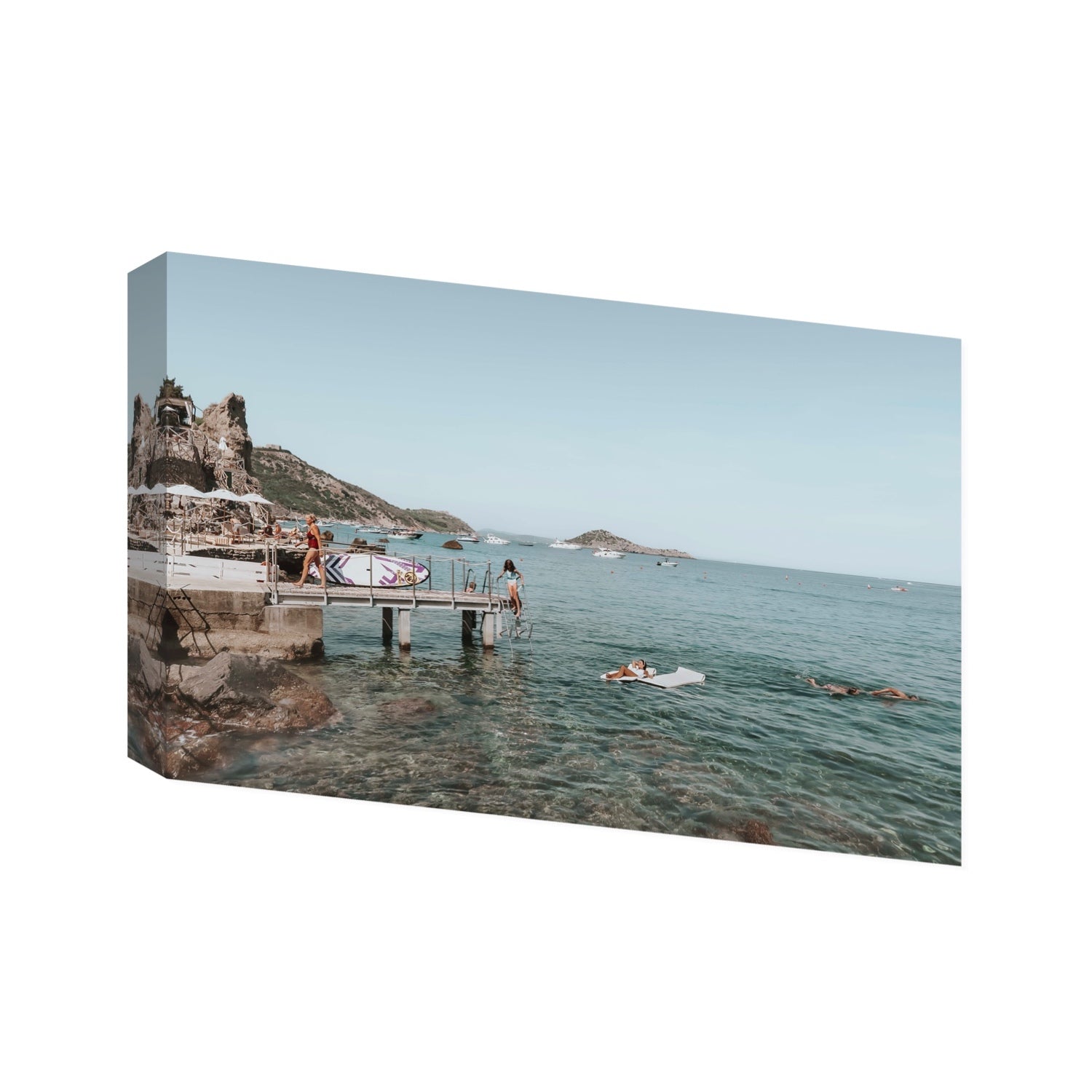 Retro Glamour Tuscany coastal Italian wall art Statement stretched canvas print