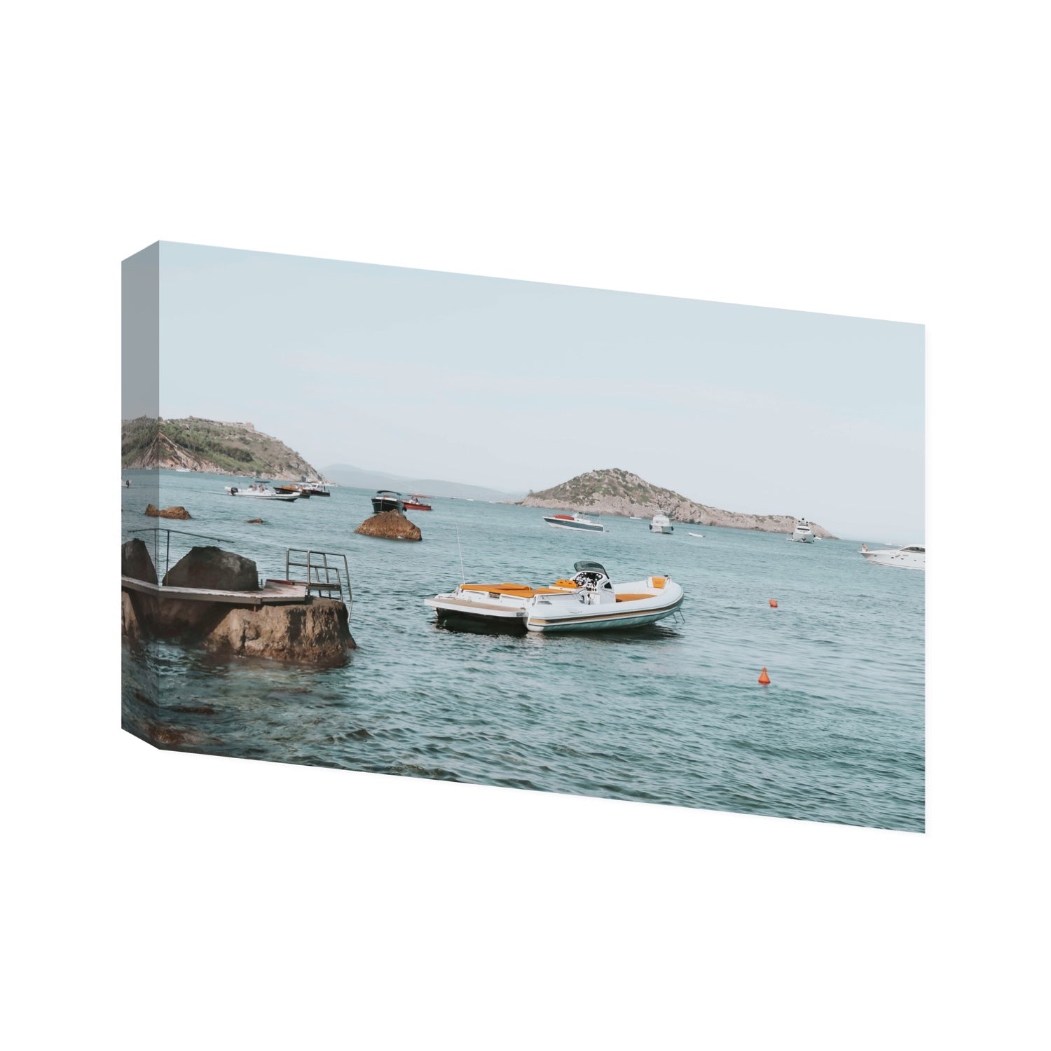 The Azure Sea Tuscany coastal Italian wall art Statement stretched canvas print