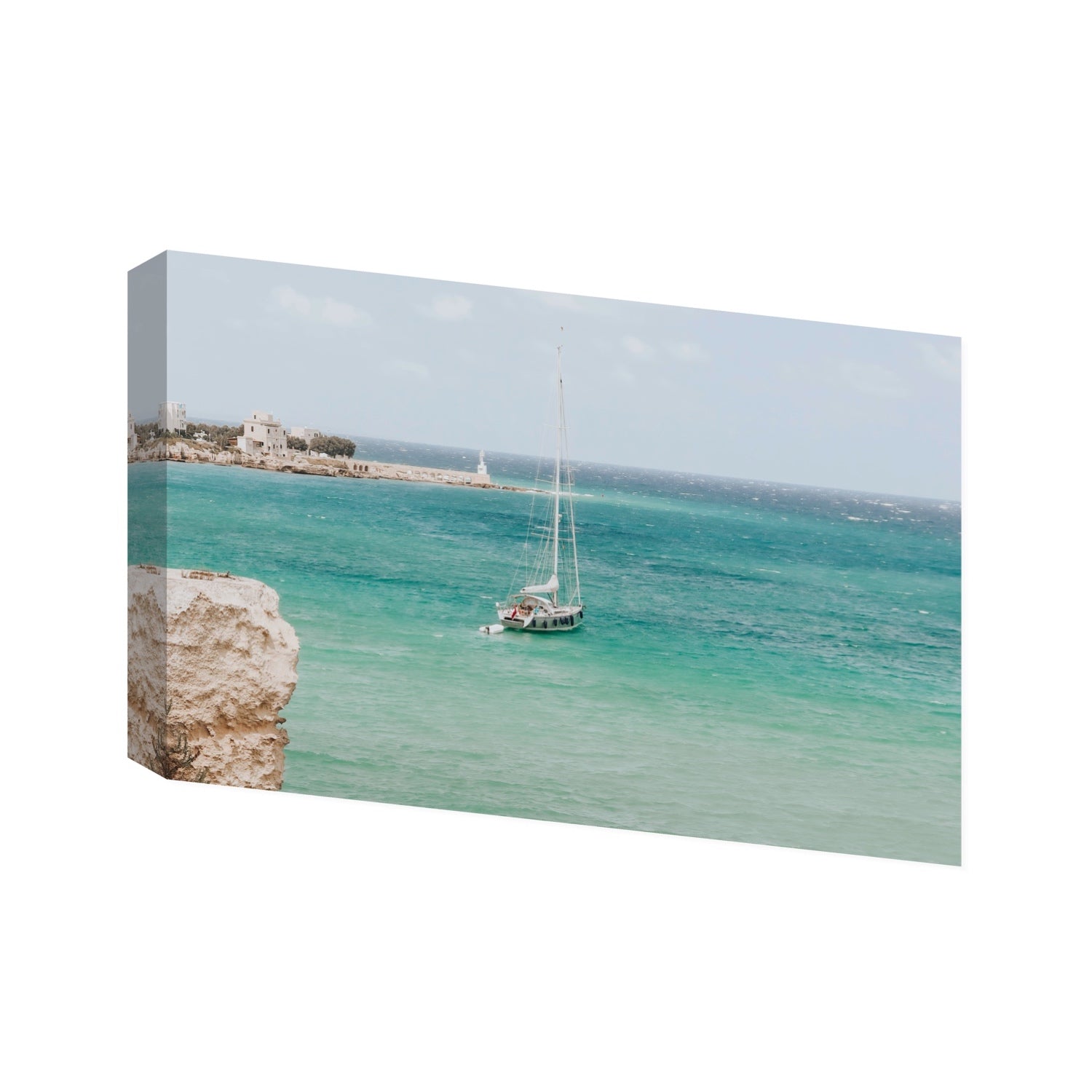 Adriatic Escape Puglia Italian coastal decor wall art Statement stretched canvas print