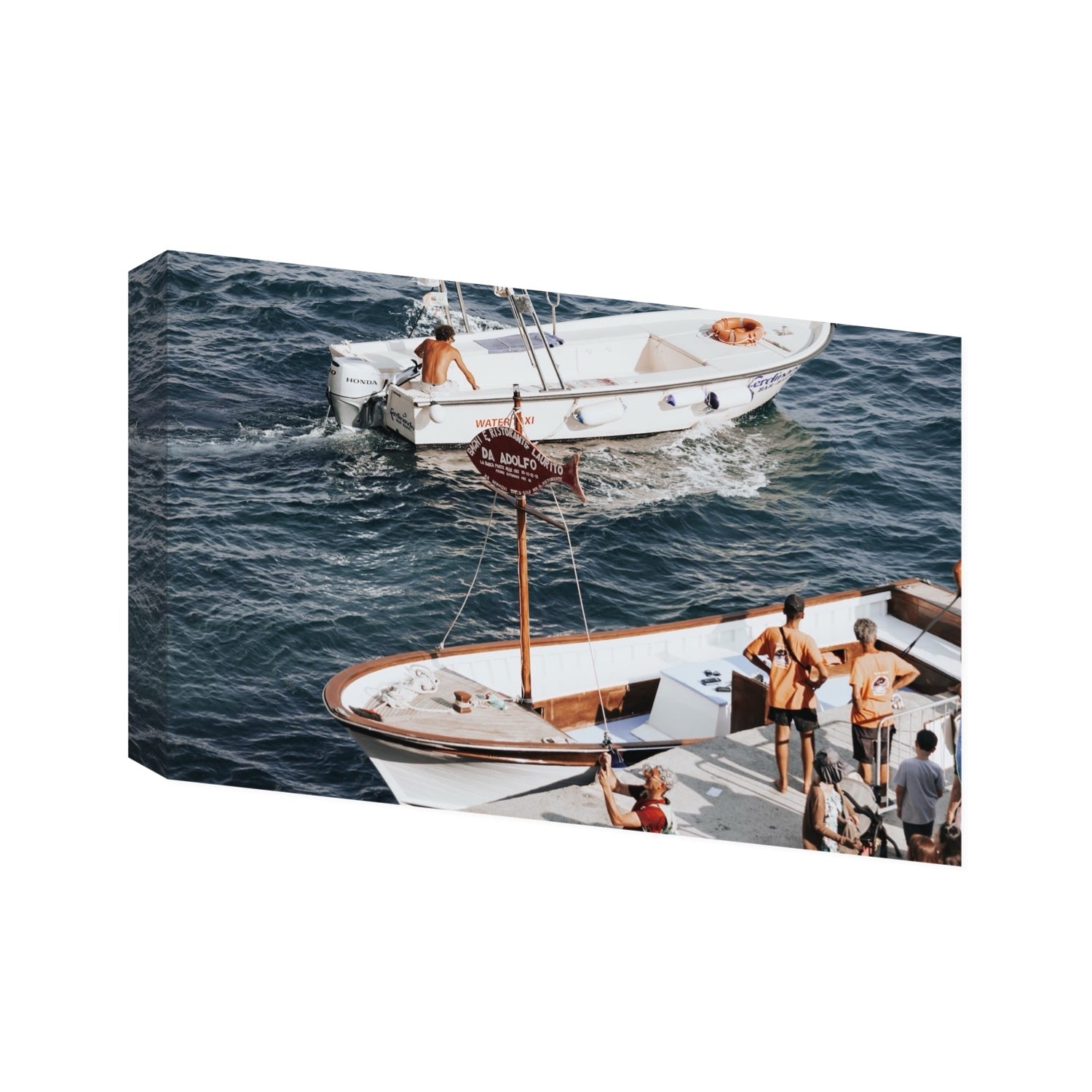 Water Taxi Positano wall art Statement stretched canvas print