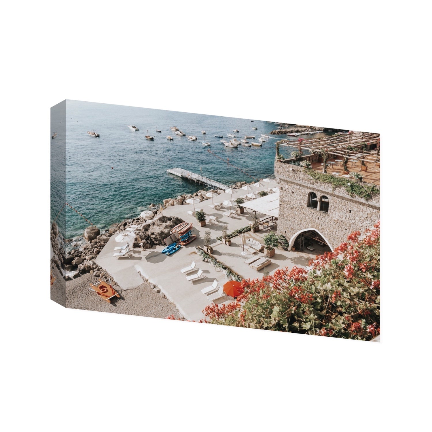 Floral Fortress fine art print, Amalfi, Italy, Statement, Stretched Canvas