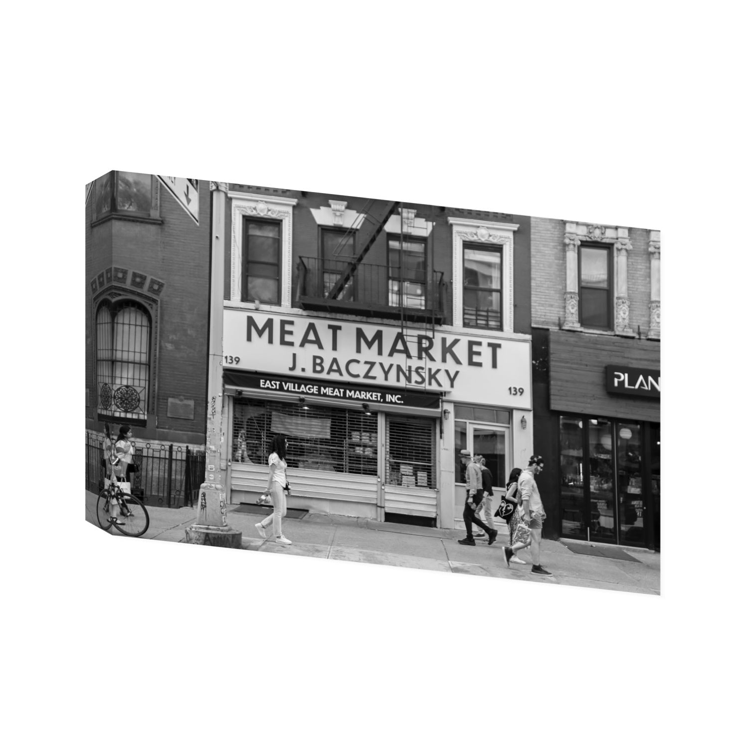 Meat District New York NYC Black & White wall art Statement stretched canvas print