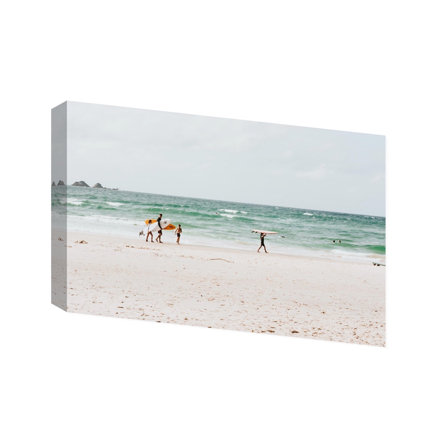 La Famiglia Byron Bay Family Surf coastal wall art Statement stretched canvas print