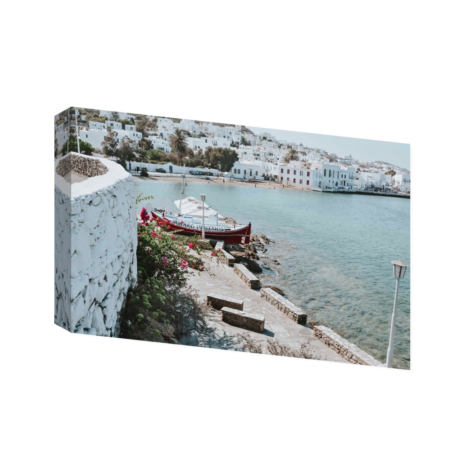 Harika Mykonos Greek island wall art Statement stretched canvas print