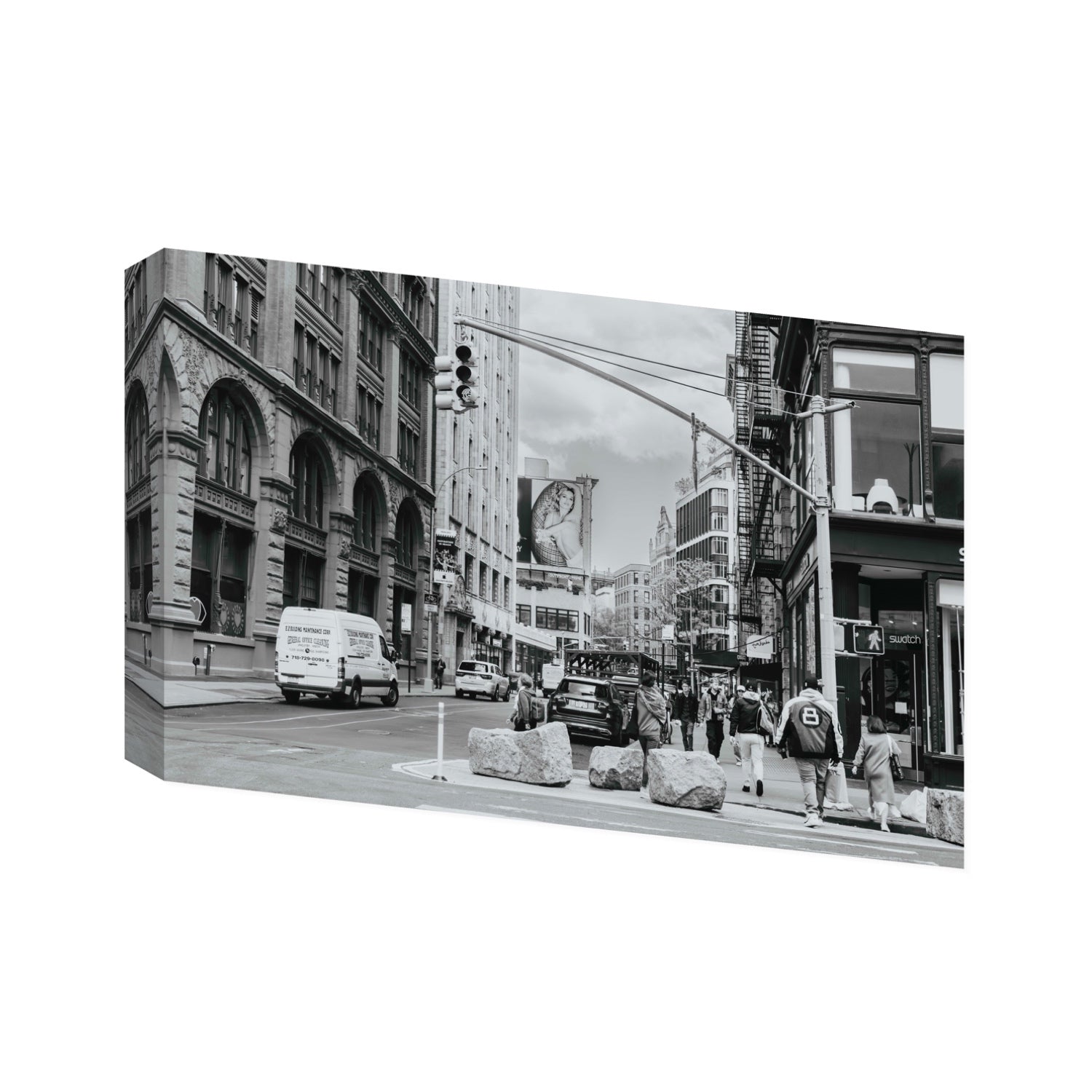 Inkwell Metropolis New York NYC Black & White wall art Statement stretched canvas print
