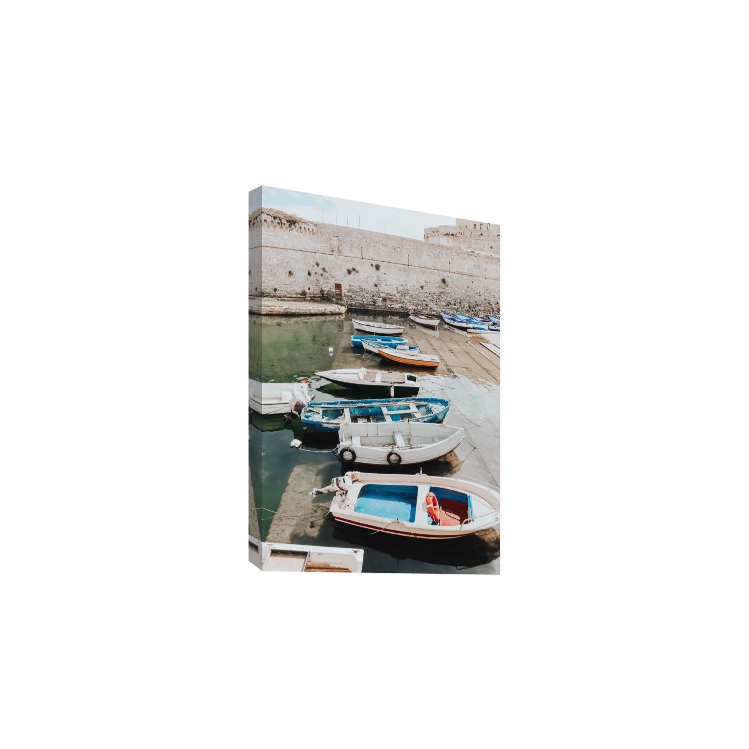 Harbour Palette Puglia coastal photography wall art Large stretched canvas print