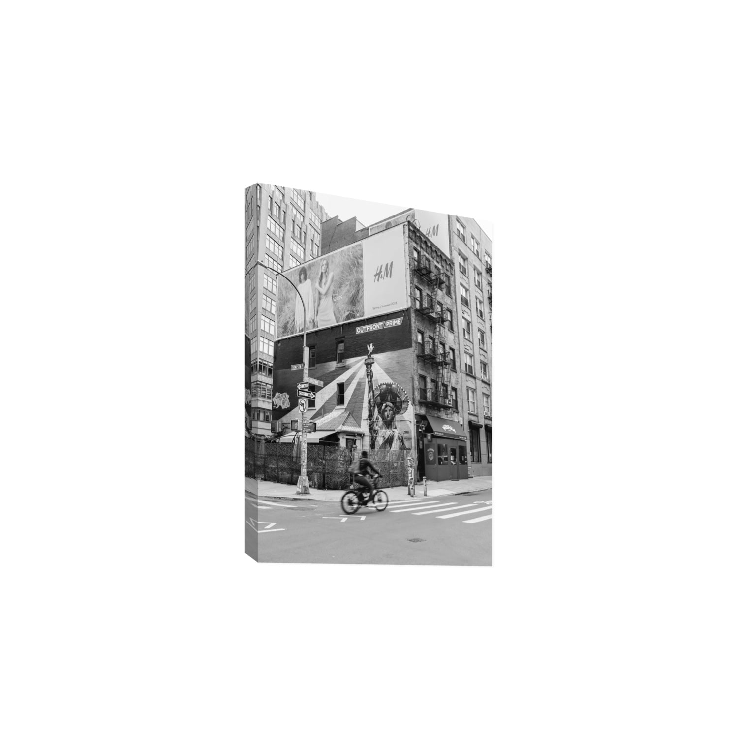Shadows Of Liberty New York NYC Black & White wall art Large stretched canvas print