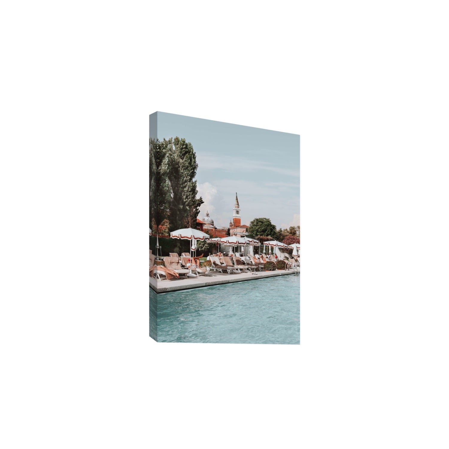 Poolside Perch Venice Italian wall art Large stretched canvas print