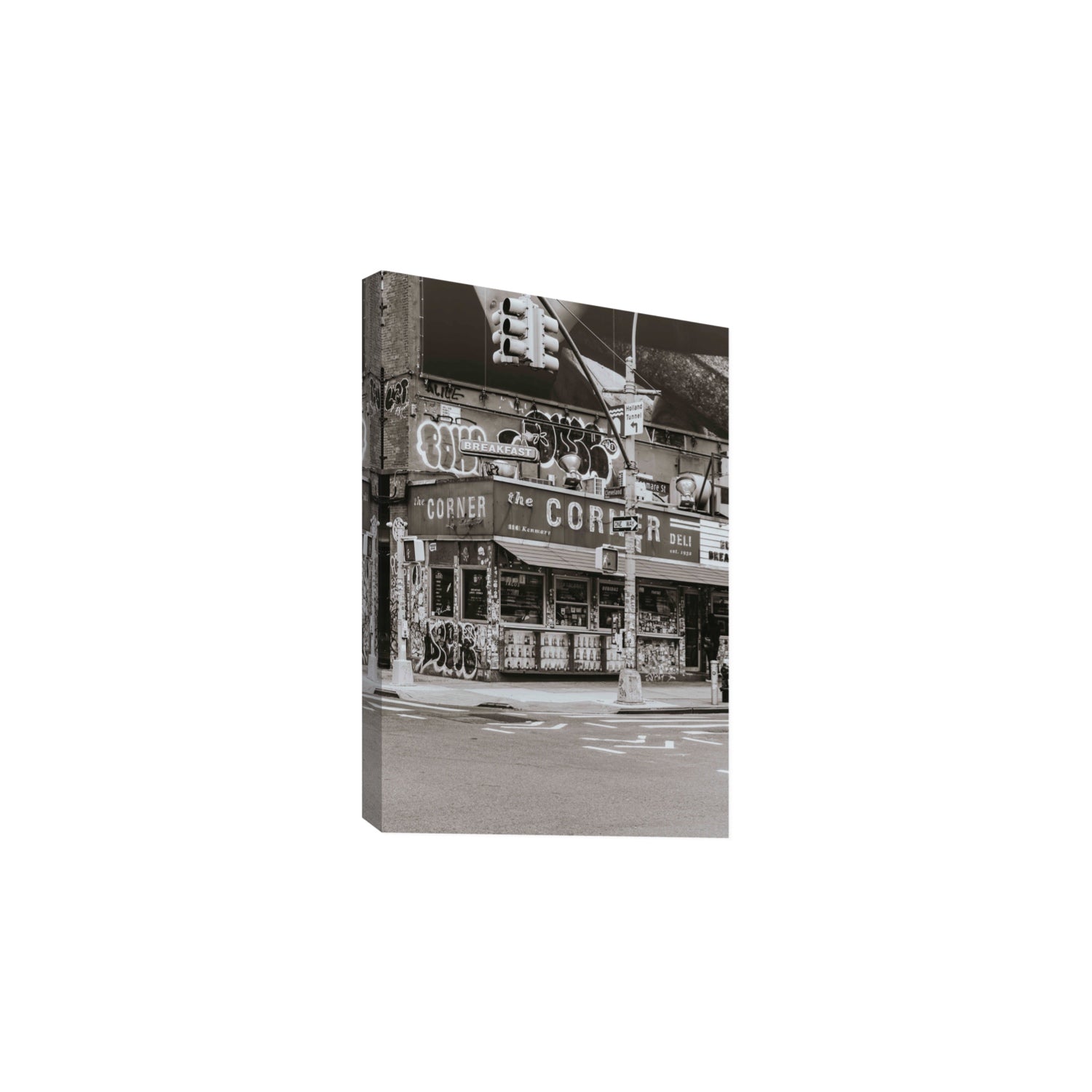 Soho Deli New York NYC Black & White wall art Large stretched canvas print