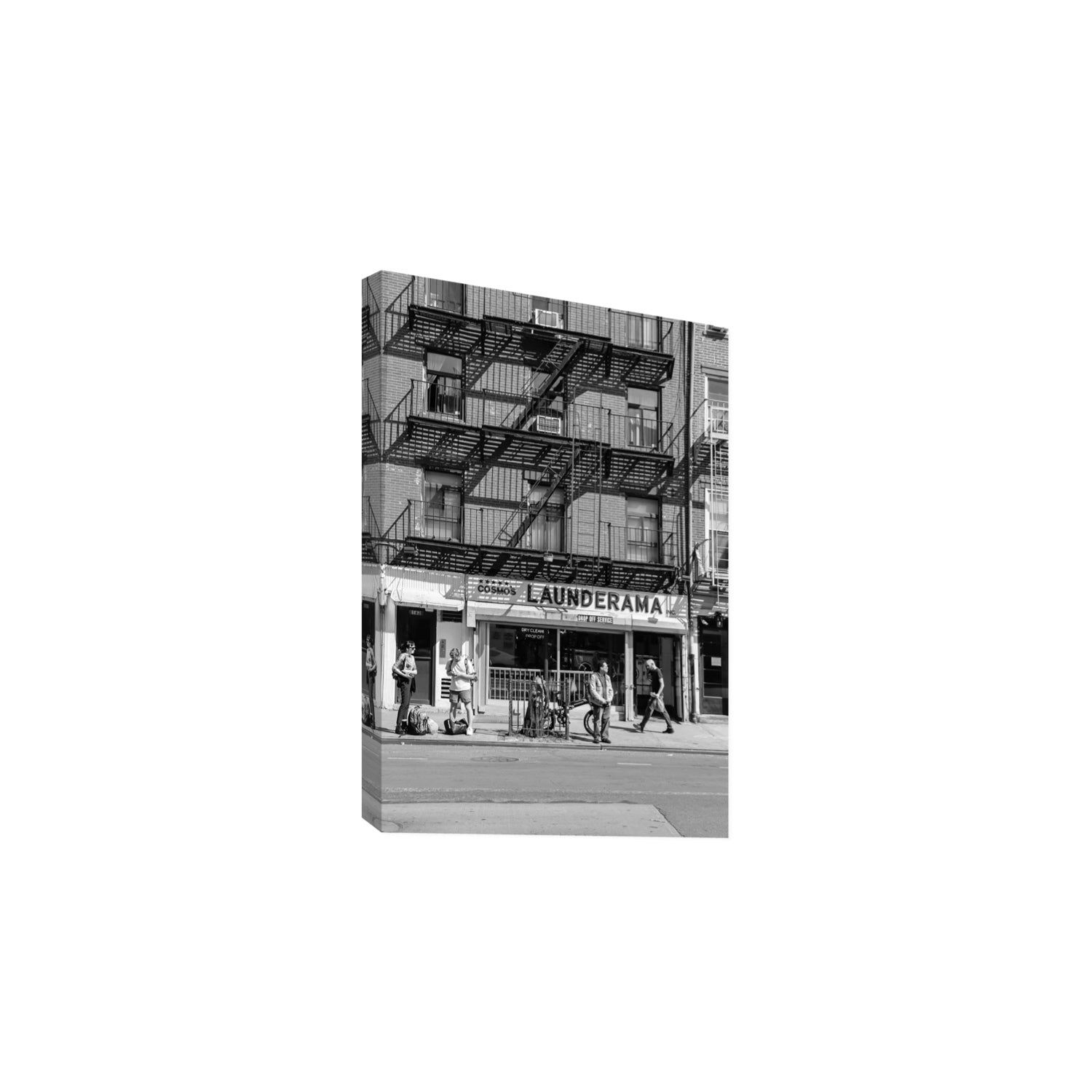 Bus Stop New York NYC Black & White wall art Large stretched canvas print