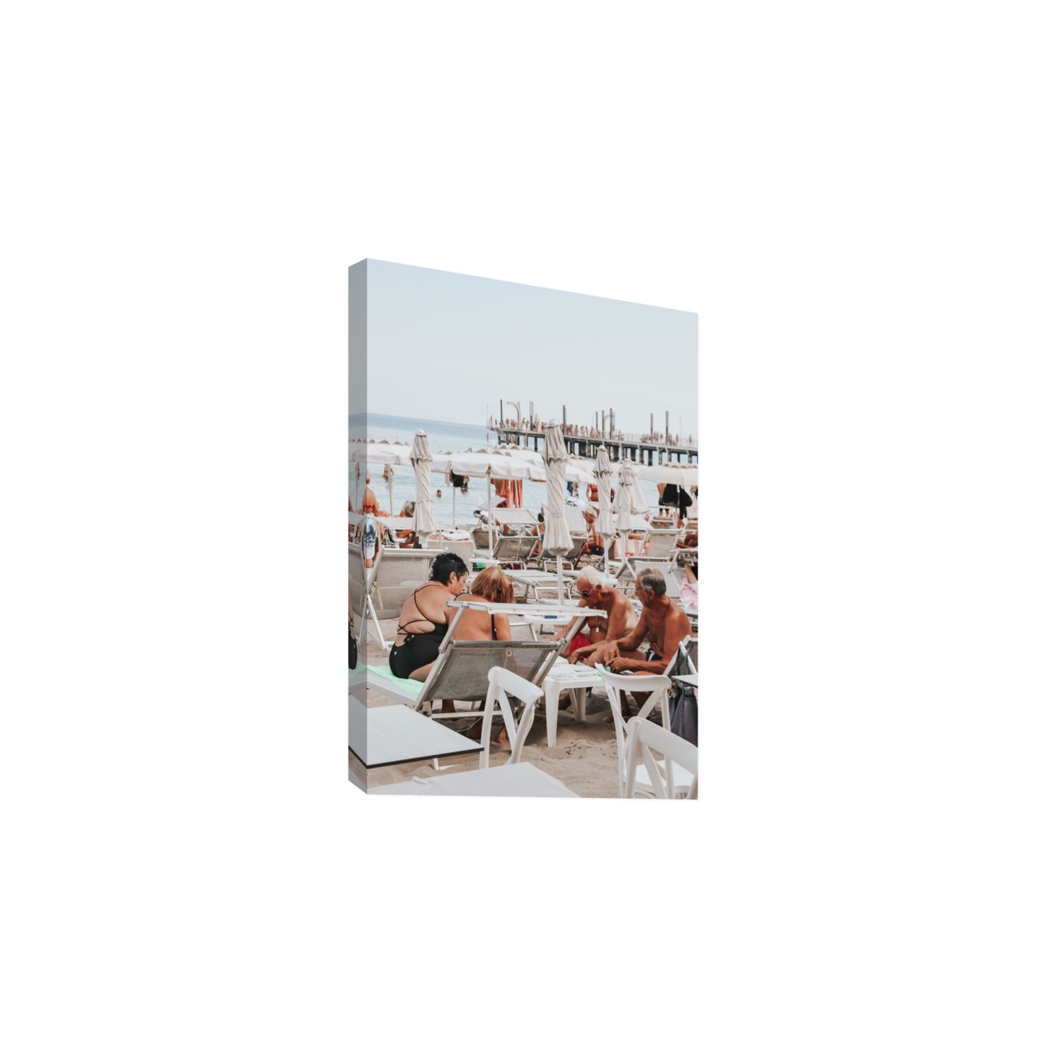 Salted Shuffle fine art print, Alassio, Italy, people and locals artwork, Large, Stretched Canvas