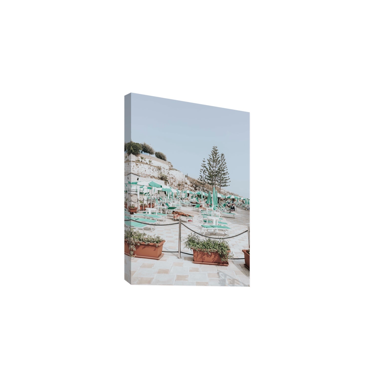 Siesta on The Terrace Puglia coastal wall art Large stretched canvas print