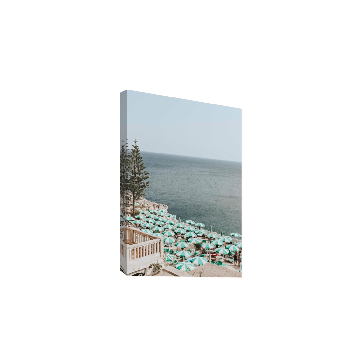 Sun-drenched Stripes Puglia beach coastal wall art Large stretched canvas print