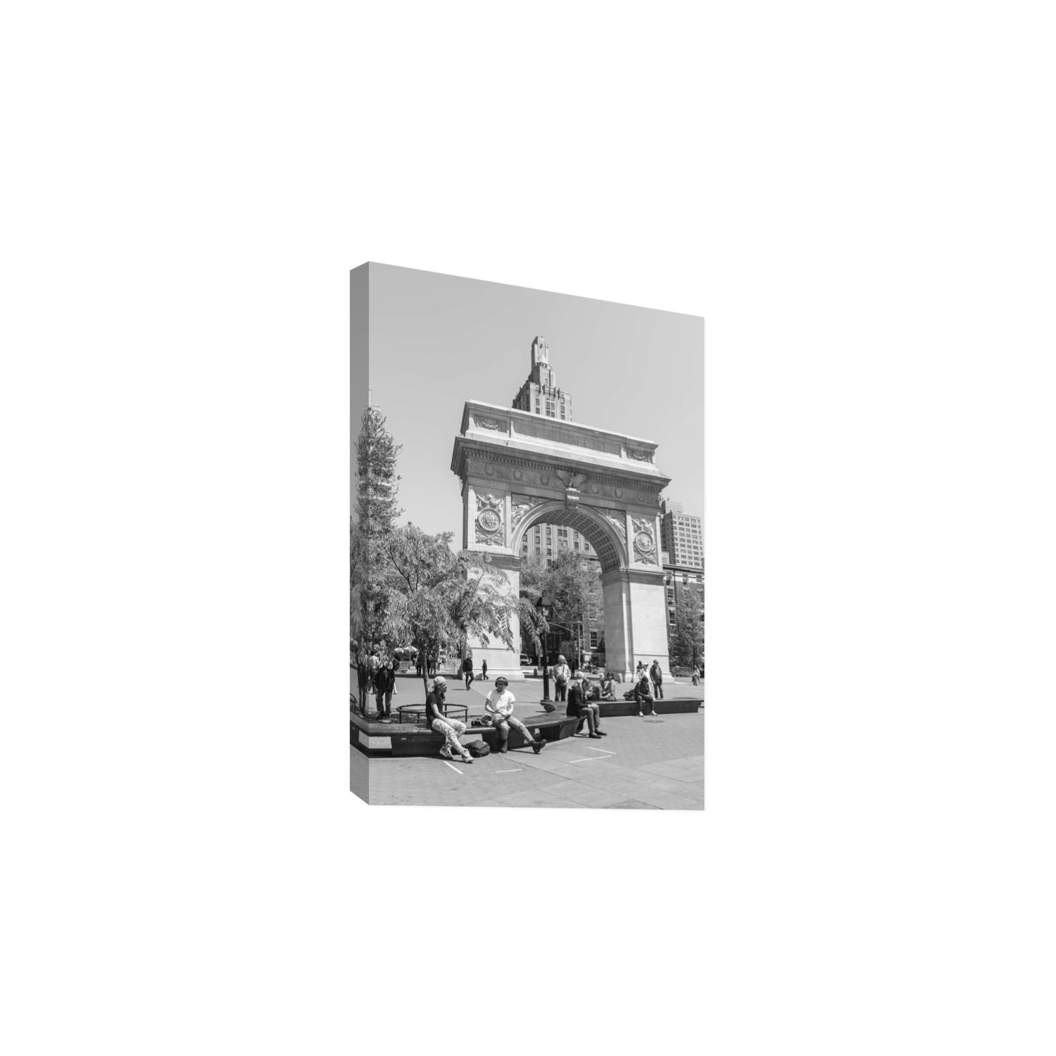 City Picnic New York NYC Black & White wall art Large stretched canvas print