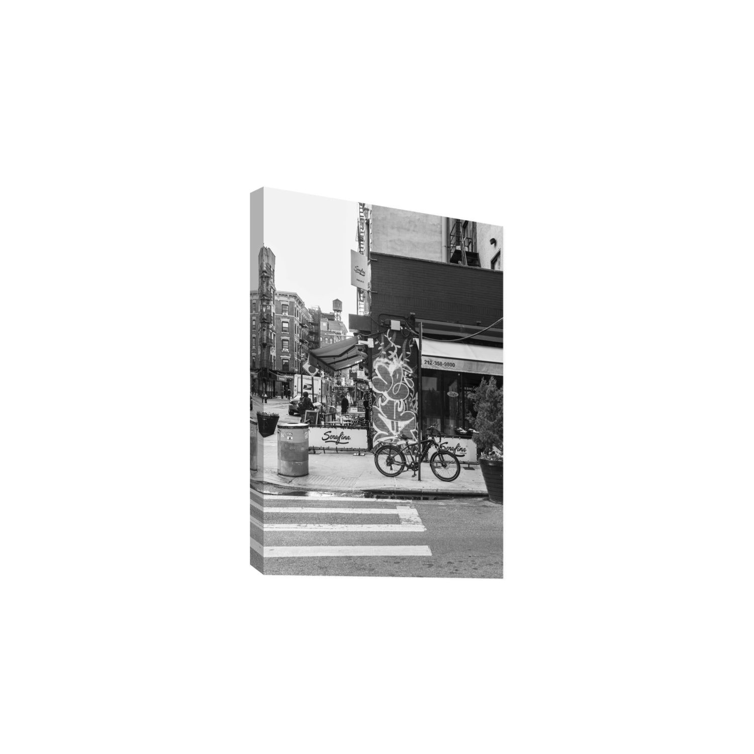 Cafe Canvas New York NYC Black & White wall art Large stretched canvas print