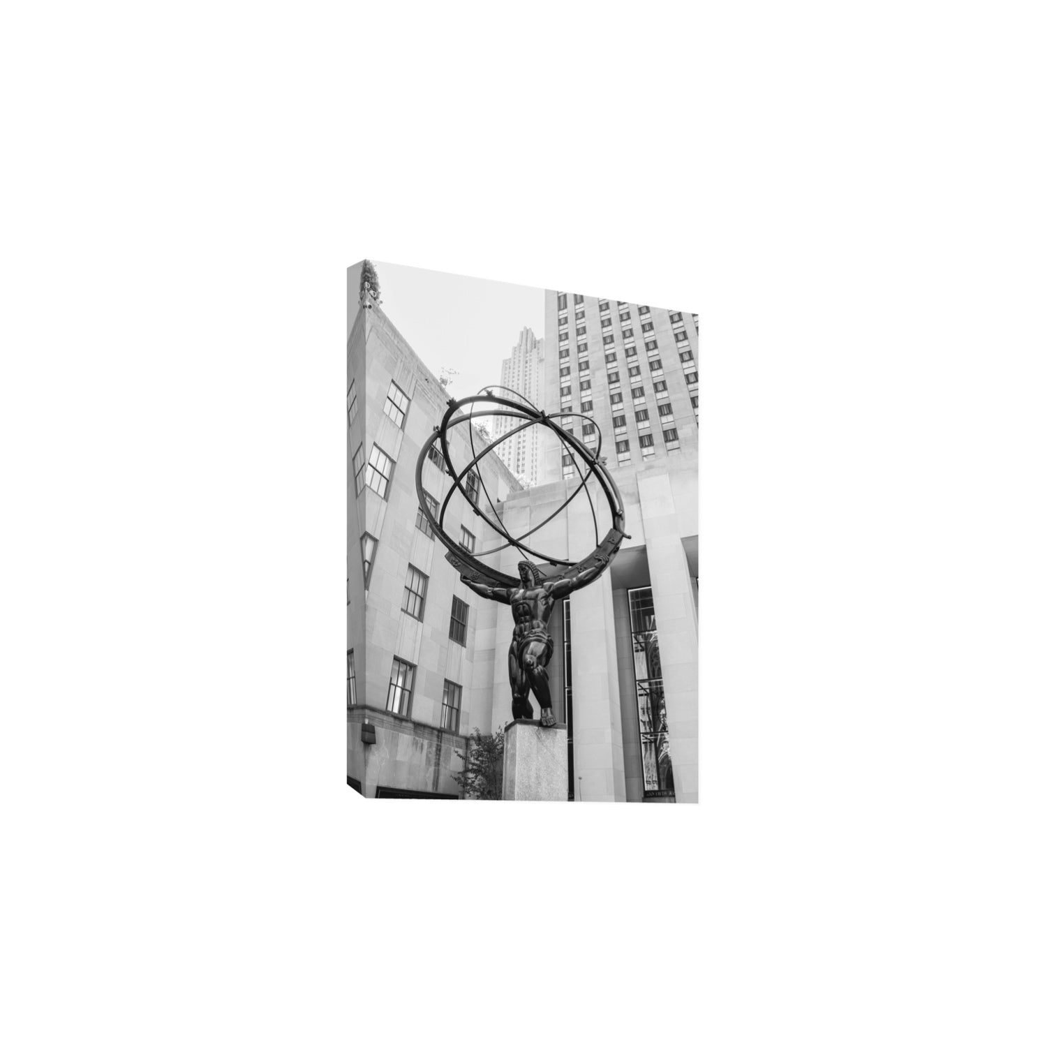 Atlas Ascends New York NYC Black & White wall art Large stretched canvas print