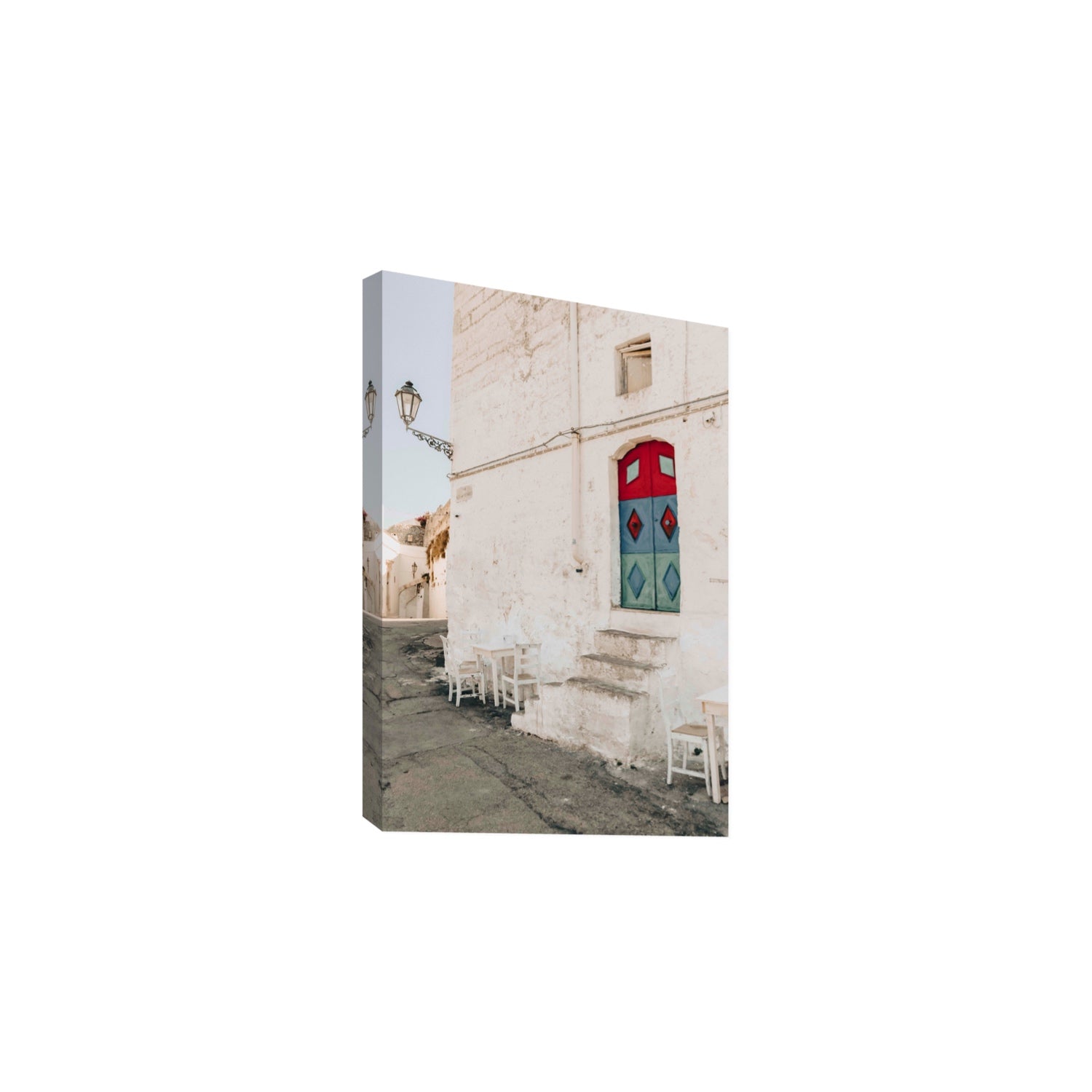 Doorway Delight Puglia Ostuni wall art Large stretched canvas print