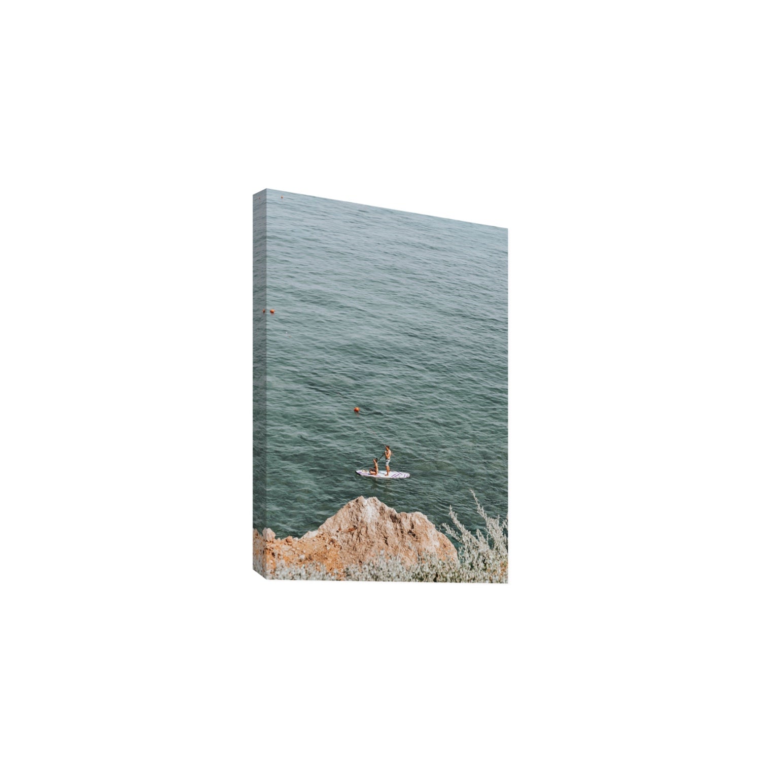 Into The Vibe Without Getting Wet Tuscany coastal wall art Large stretched canvas print