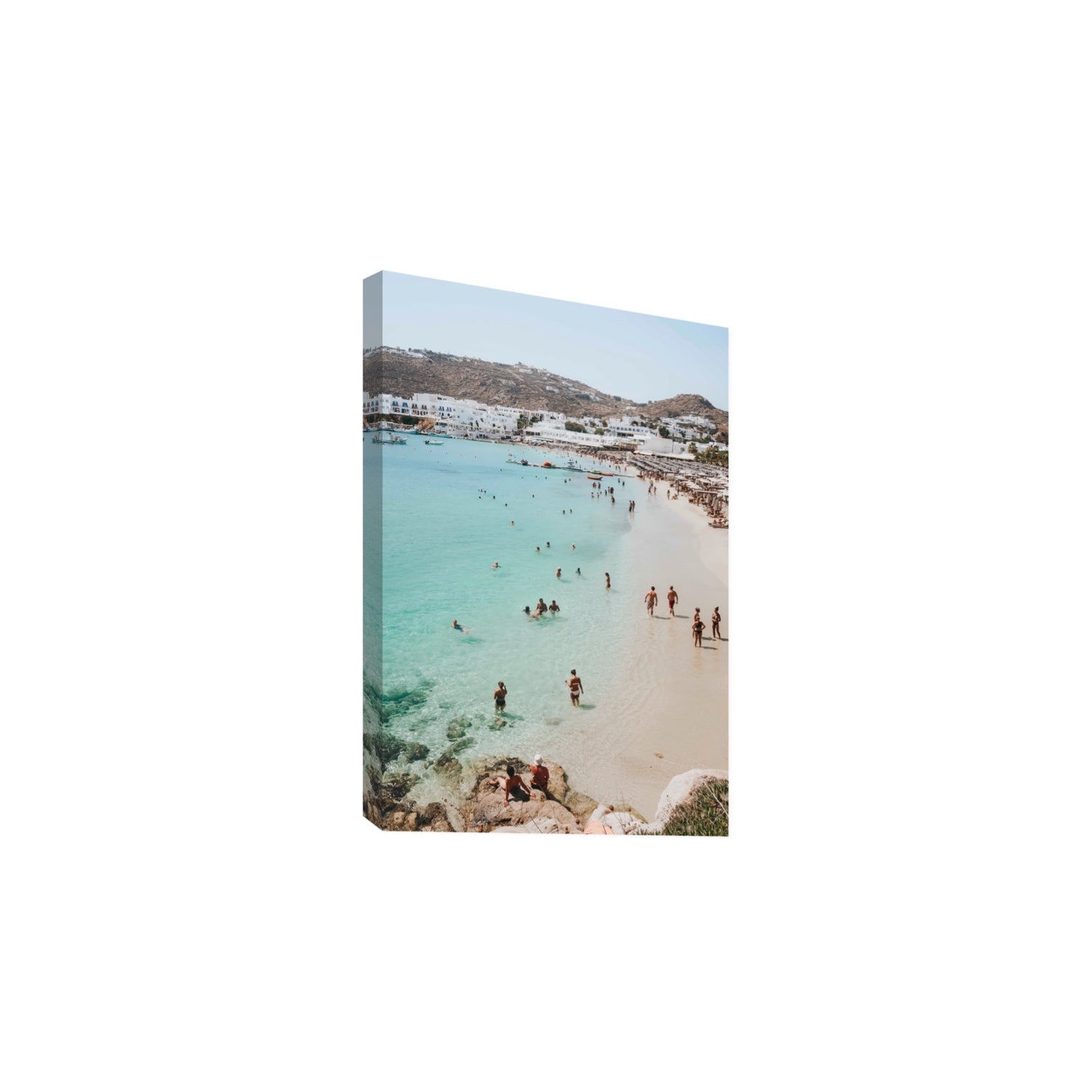 Breathe In The Salty Air Mykonos Greek island wall art Large stretched canvas print