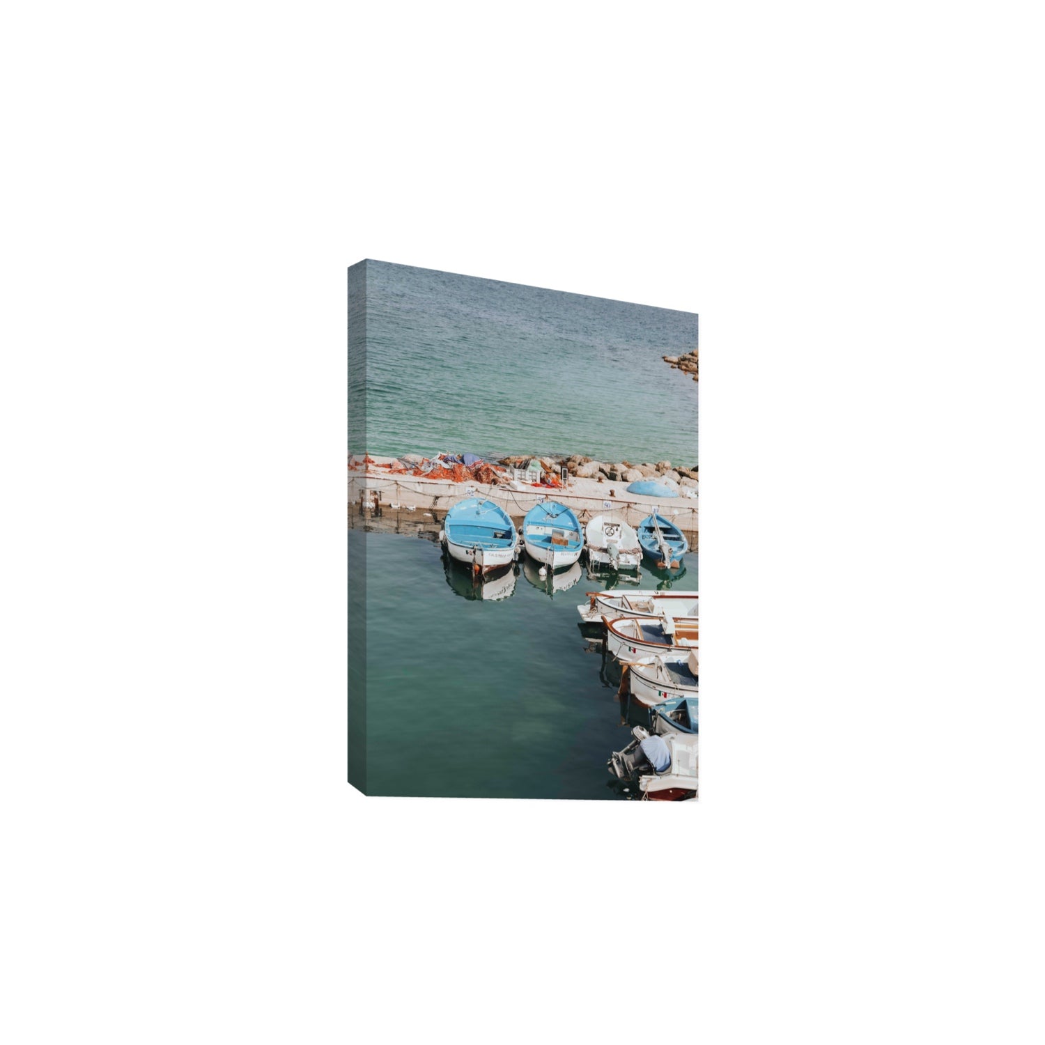 Maritime Memories Puglia Harbour Reflections coastal wall art Large stretched canvas print