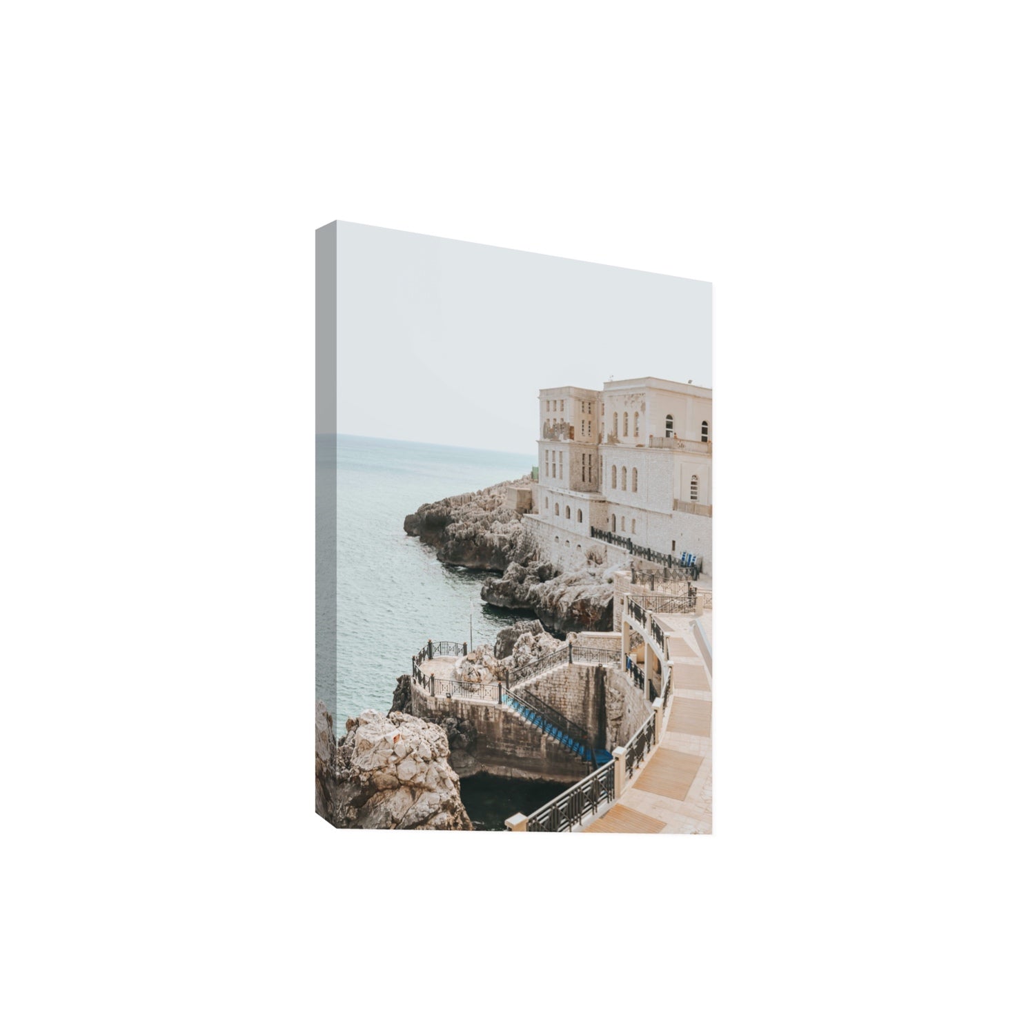 Santa Cesarea Puglia Italian coastal wall art Extra Large stretched canvas print