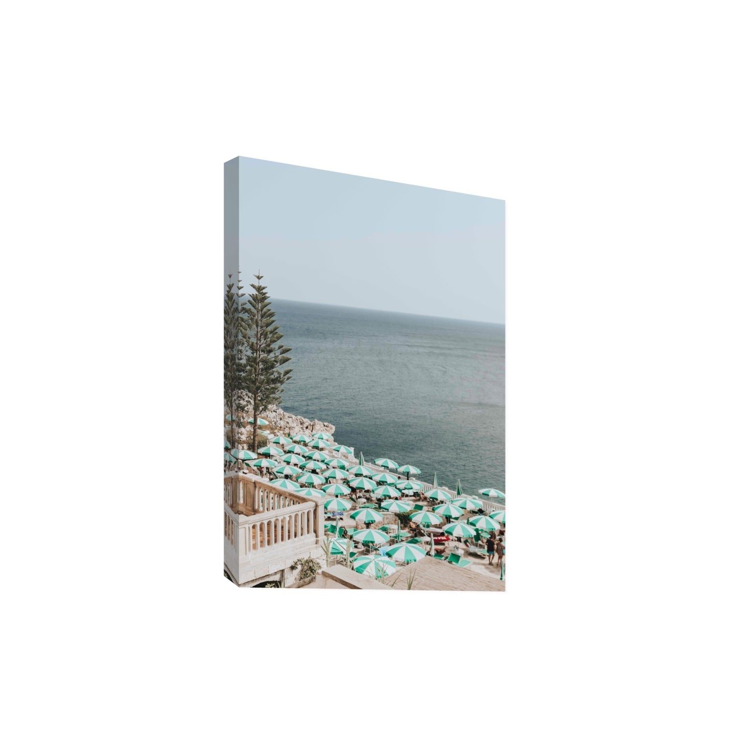 Sun-drenched Stripes Puglia beach coastal wall art Extra Large stretched canvas print