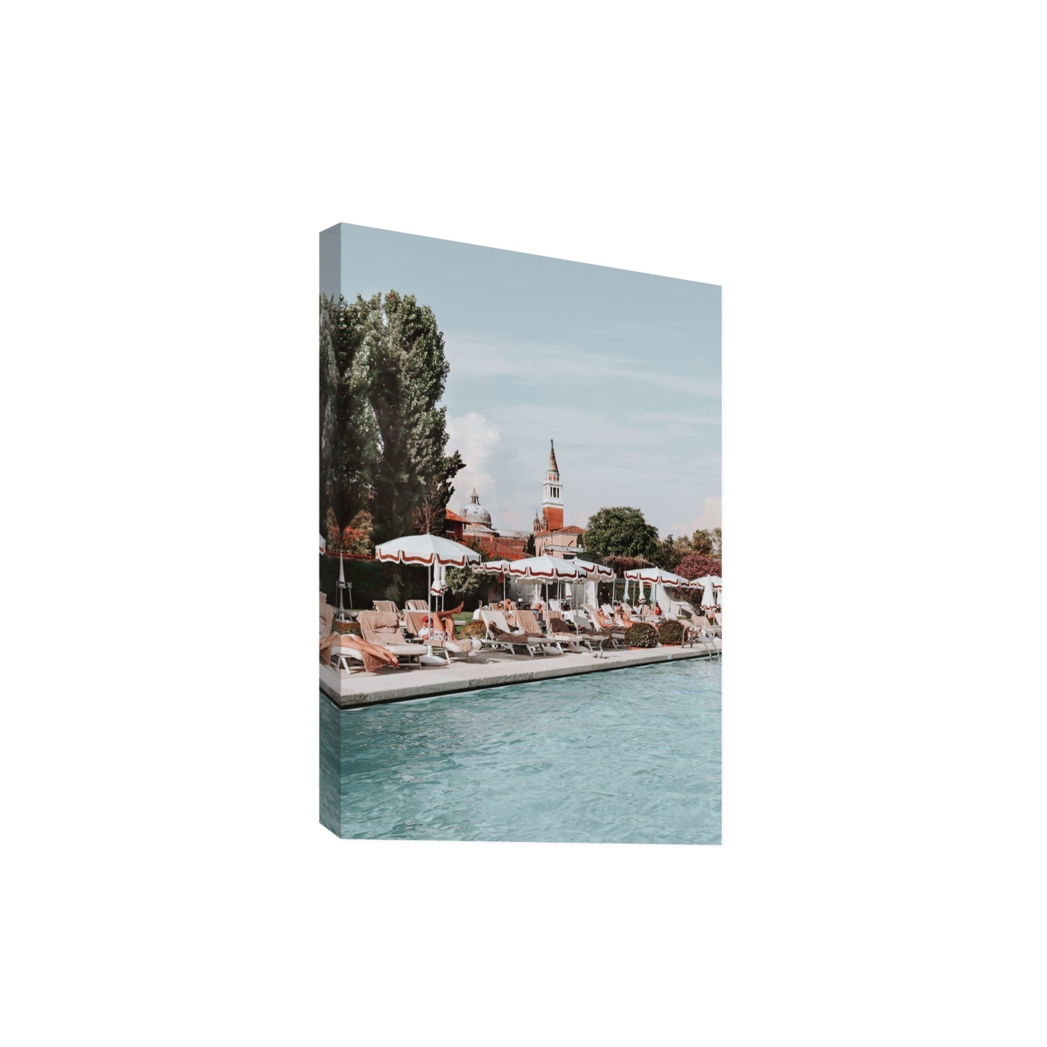 Poolside Perch Venice Italian wall art Extra Large stretched canvas print