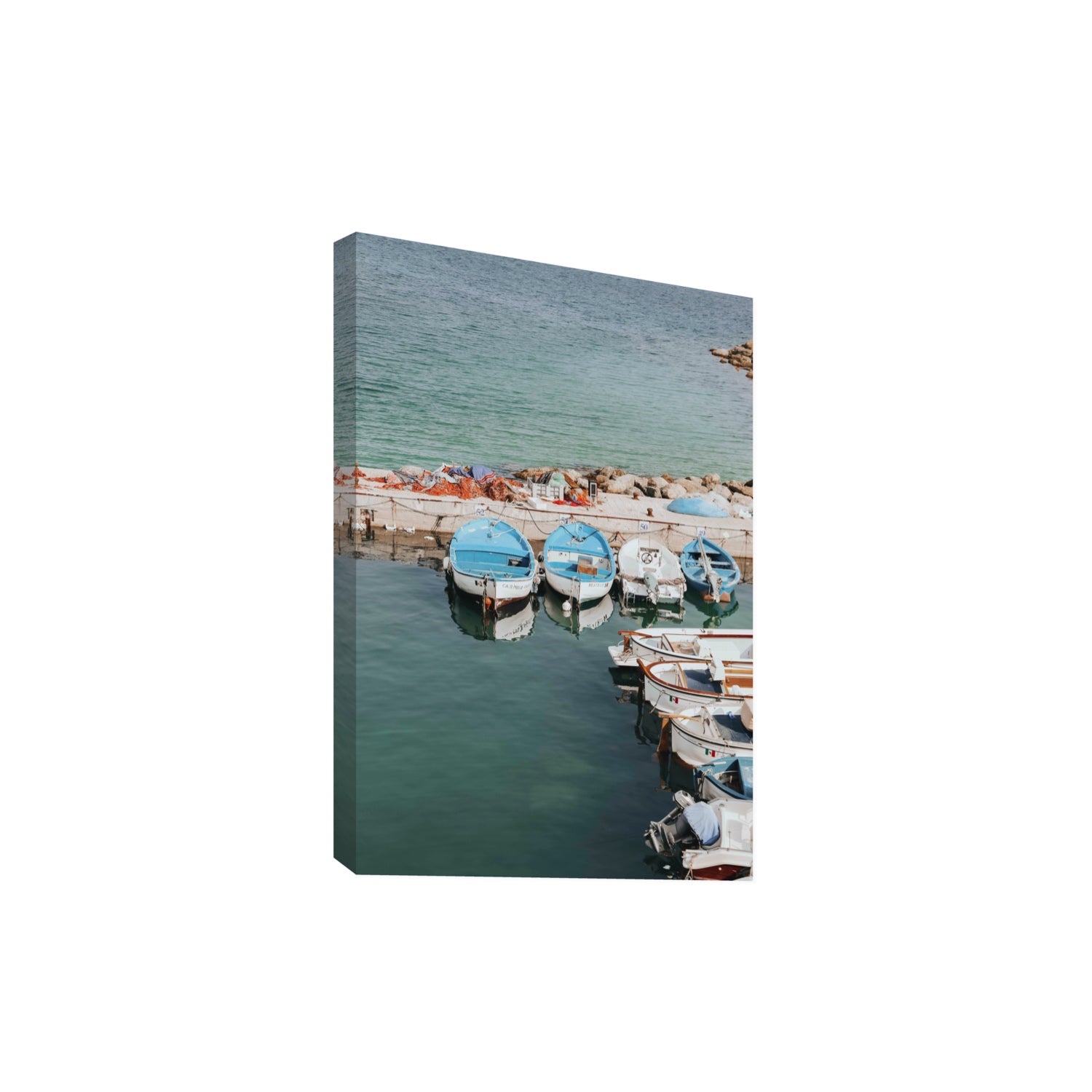 Maritime Memories Puglia Harbour Reflections coastal wall art Extra Large stretched canvas print