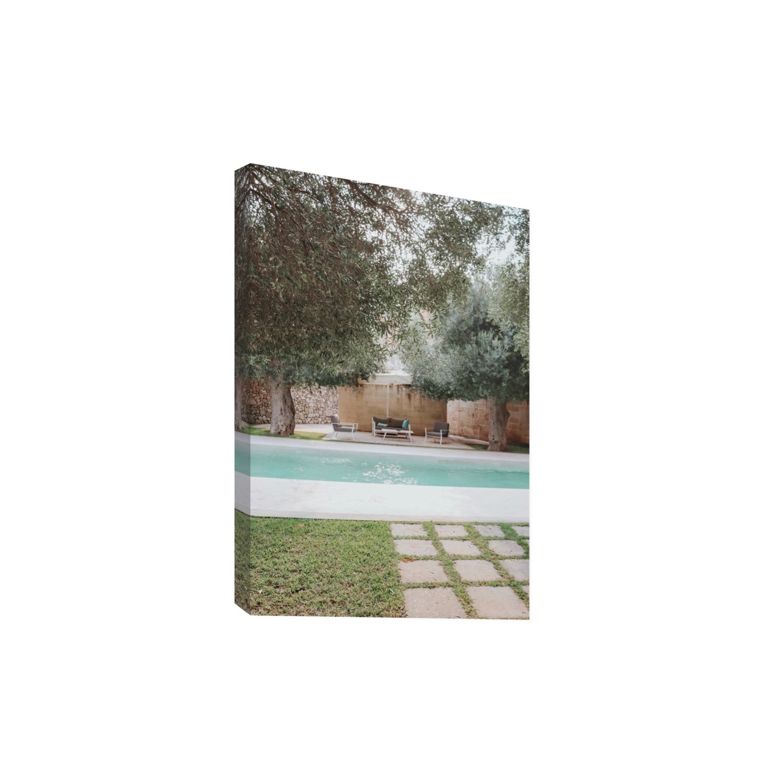 Idyllic Escape Puglia Mediterranean wall art Extra Large stretched canvas print