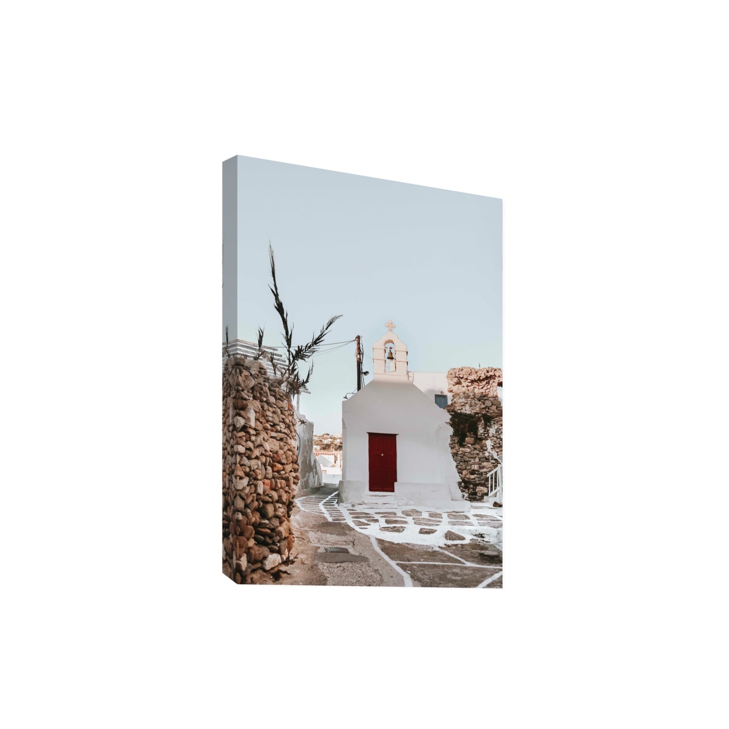 Little Chapel Mykonos Greek island wall art Extra Large stretched canvas print