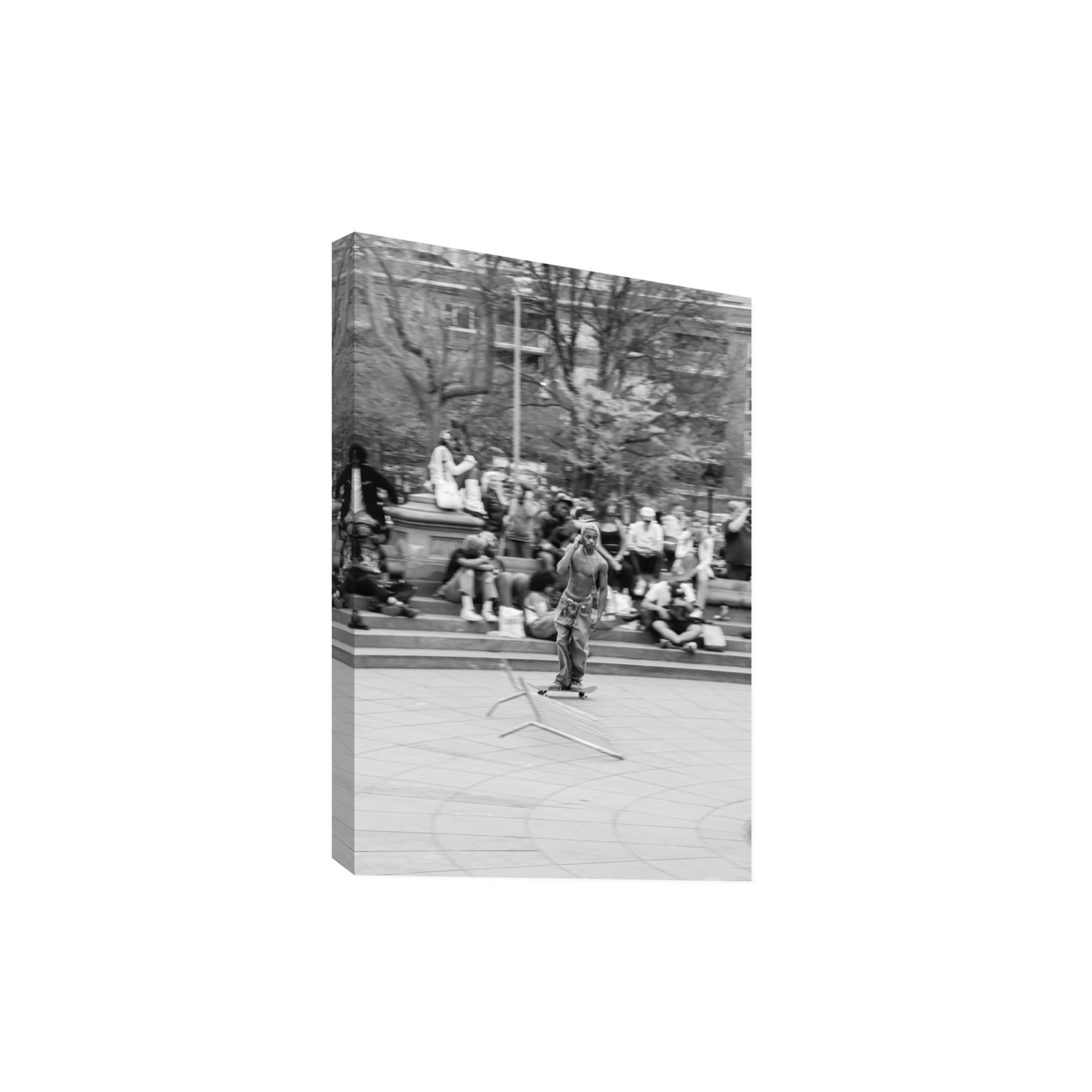 Skate Park Serenade New York NYC Black & White wall art Extra Large stretched canvas print