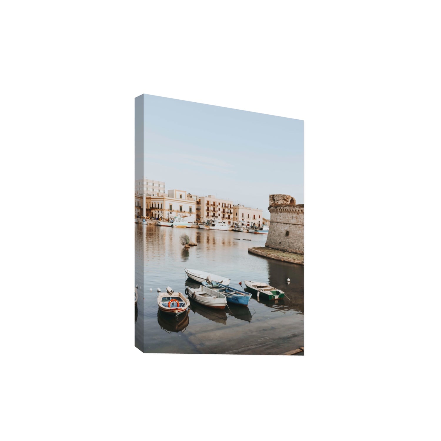 Gallipoli Harbour Puglia coastal wall art Extra Large stretched canvas print