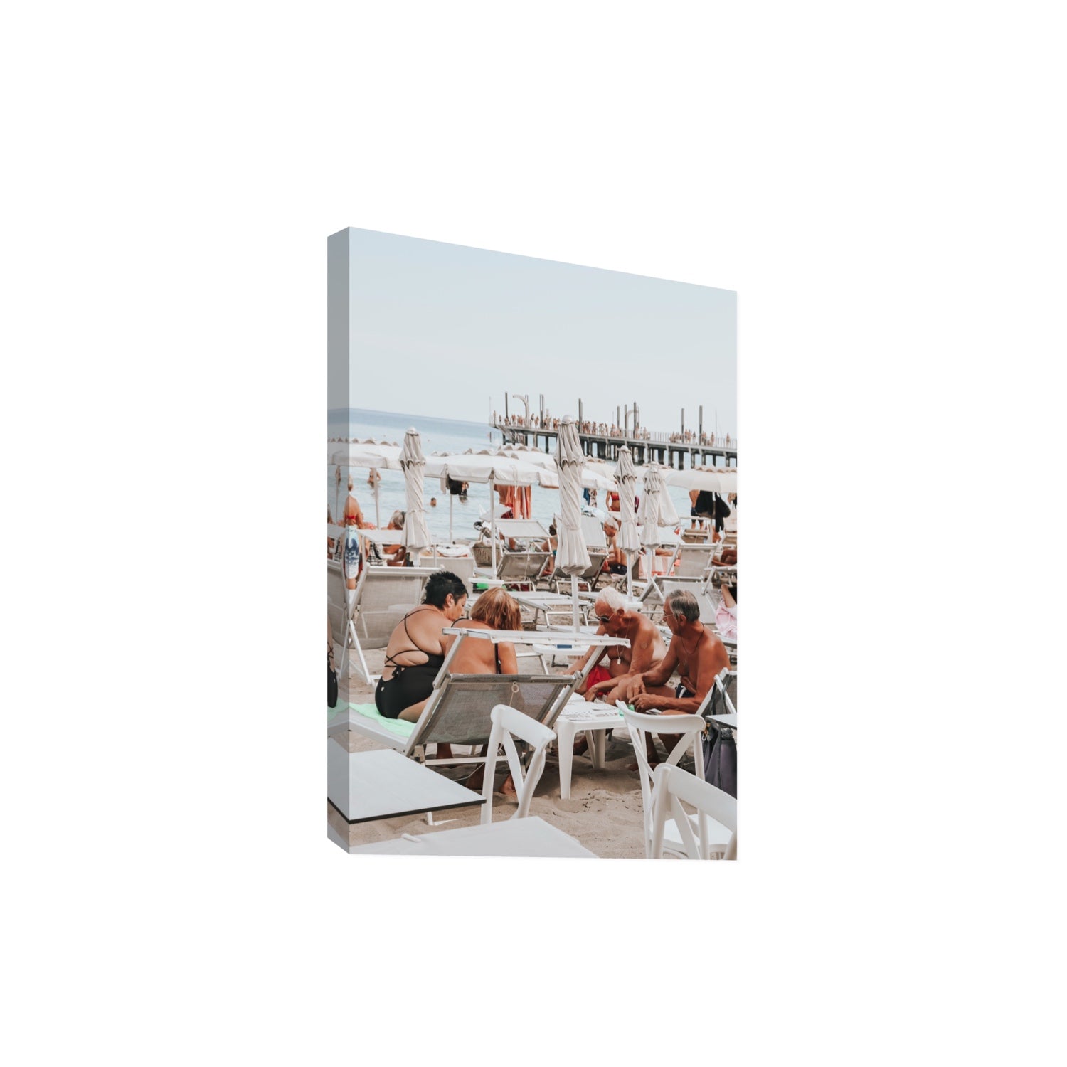 Salted Shuffle fine art print, Alassio, Italy, people and locals artwork, Extra Large, Stretched Canvas
