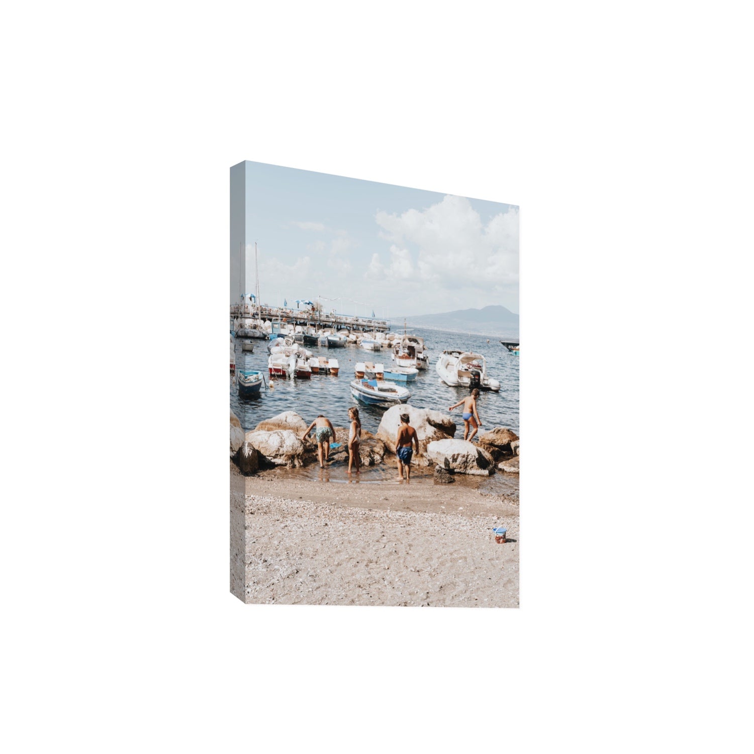 Searching For Treasures Sorrento coastal wall art Extra Large stretched canvas print