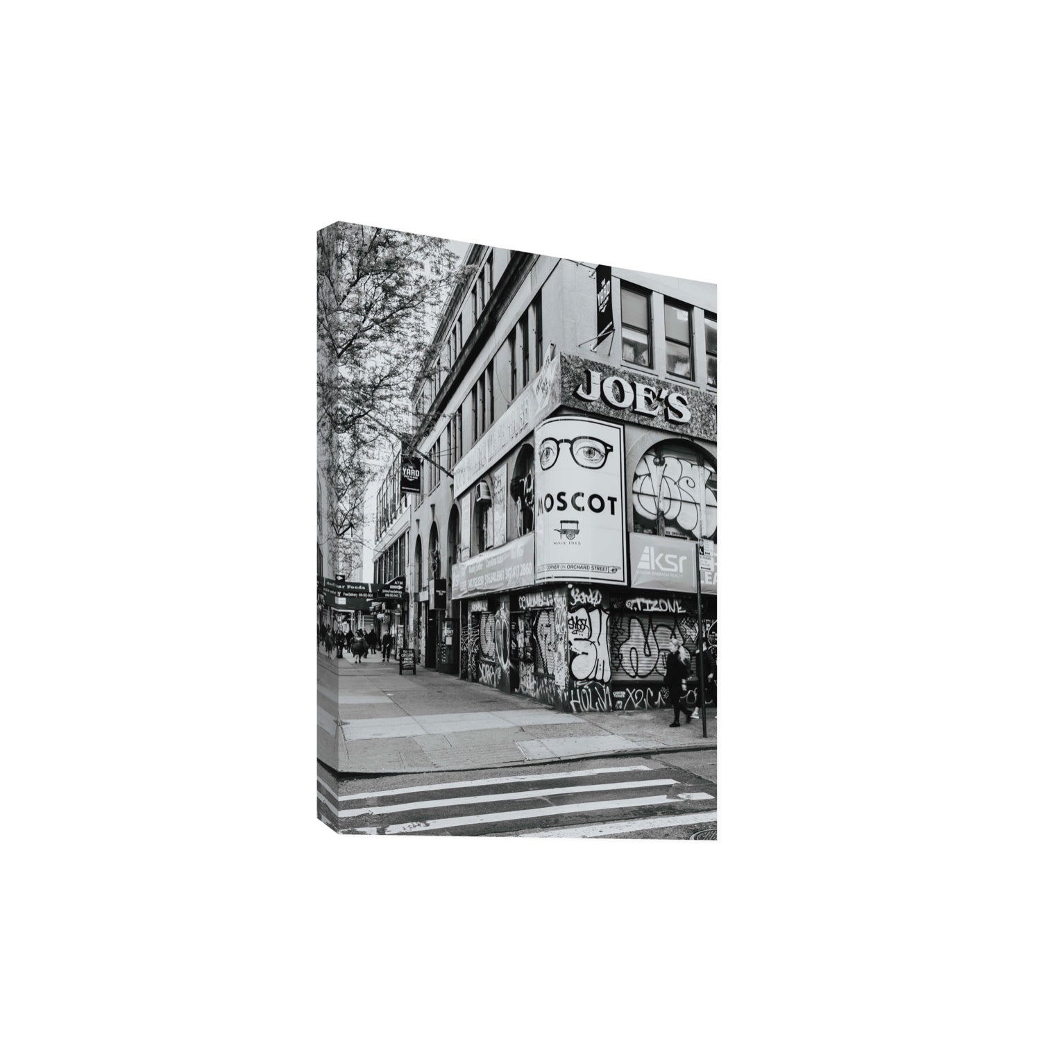 Lower East Side Murals New York NYC Black & White wall art Extra Large stretched canvas print
