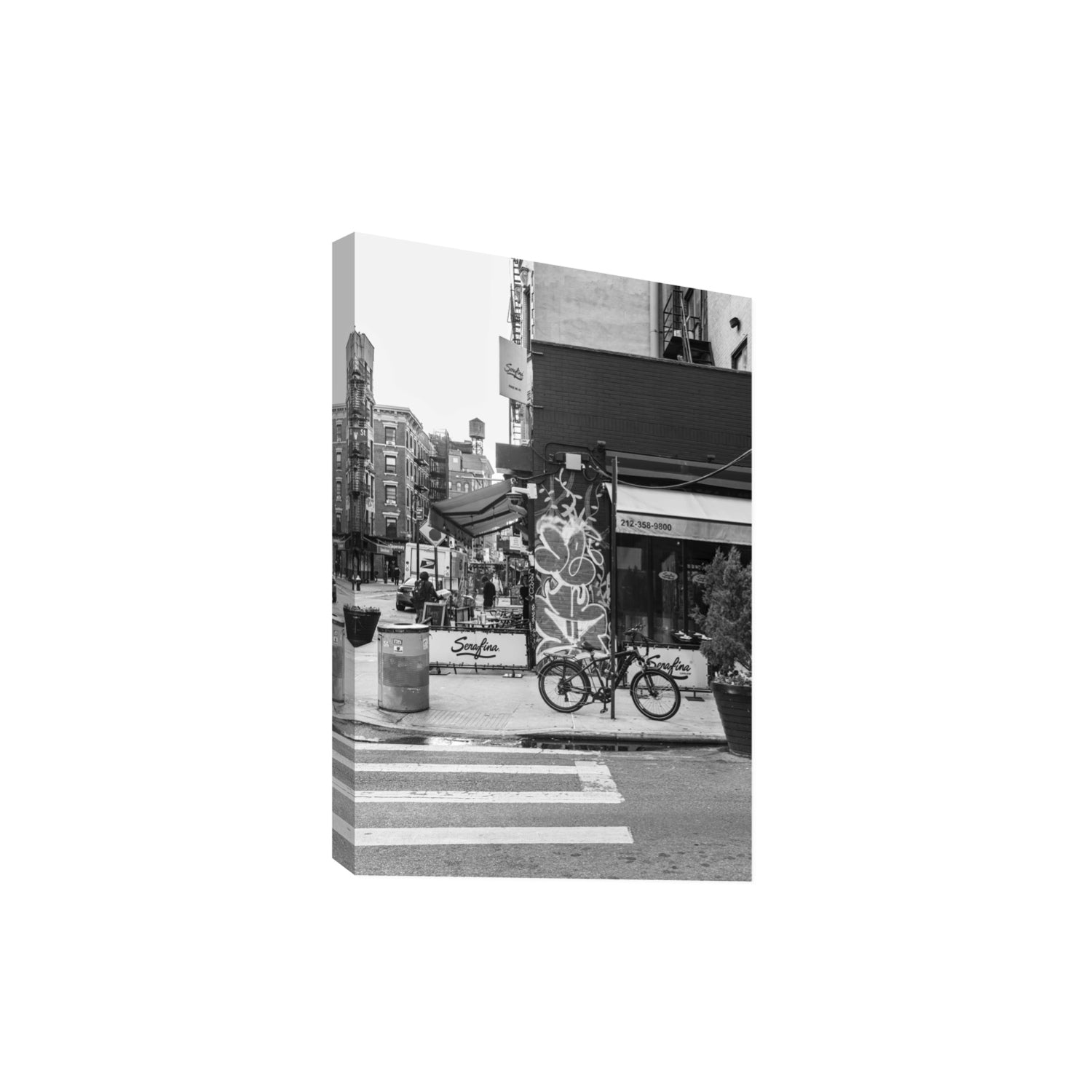 Cafe Canvas New York NYC Black & White wall art Extra Large stretched canvas print