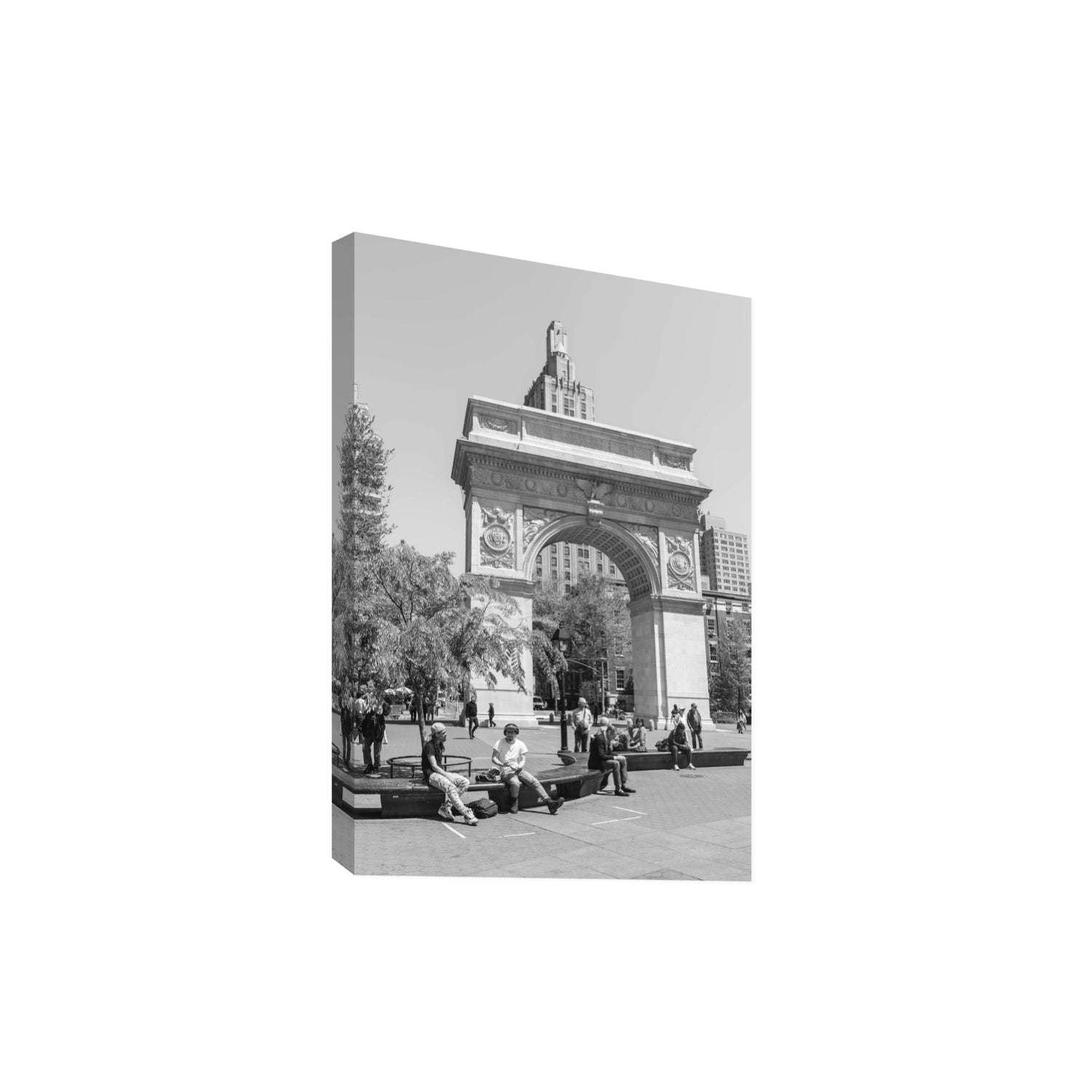 City Picnic New York NYC Black & White wall art Extra Large stretched canvas print