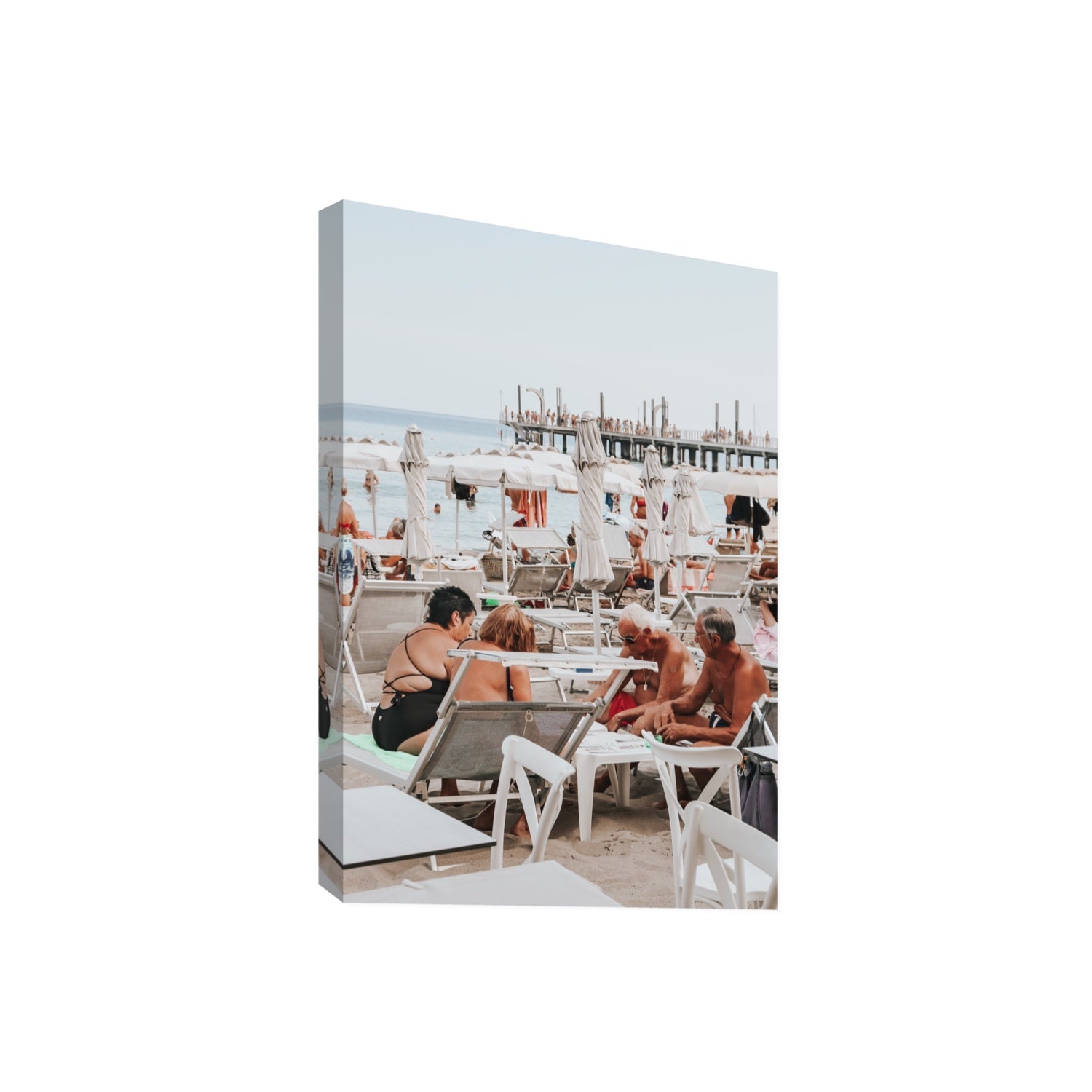 Salted Shuffle fine art print, Alassio, Italy, people and locals artwork, Giant, Stretched Canvas