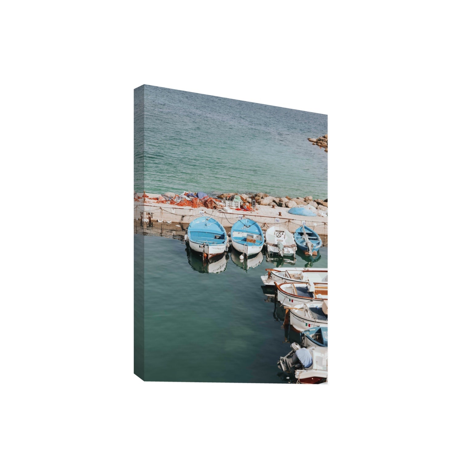 Maritime Memories Puglia Harbour Reflections coastal wall art Giant stretched canvas print