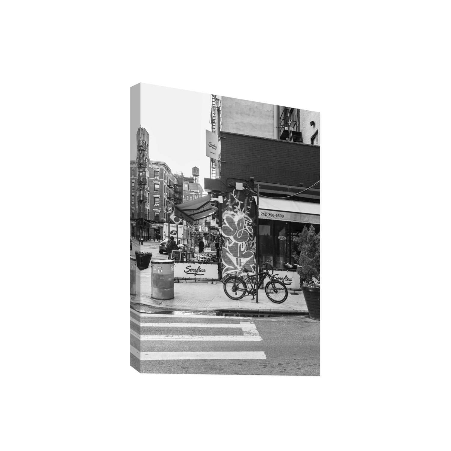 Cafe Canvas New York NYC Black & White wall art Giant stretched canvas print