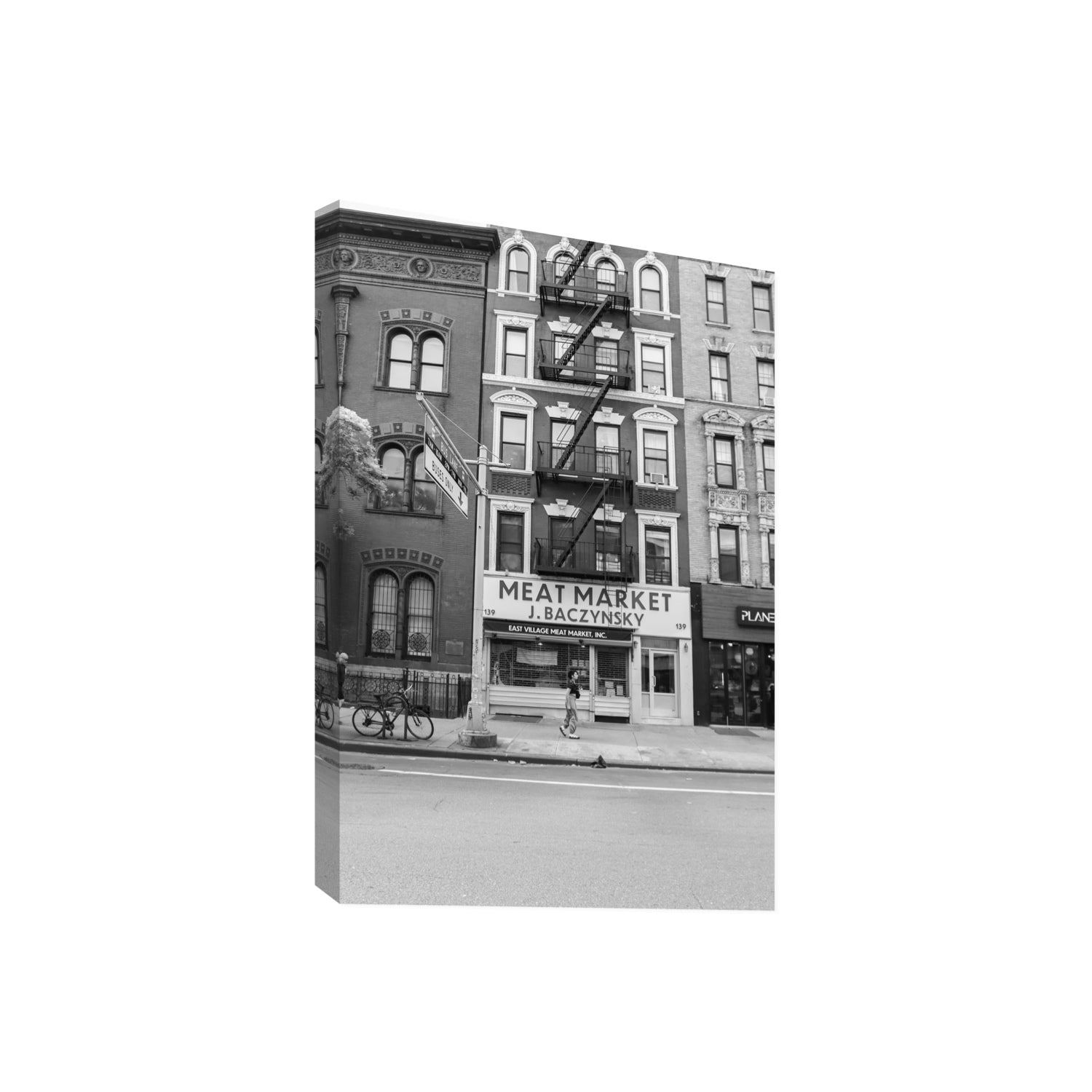 Vertical Village New York NYC Black & White wall art Giant stretched canvas print